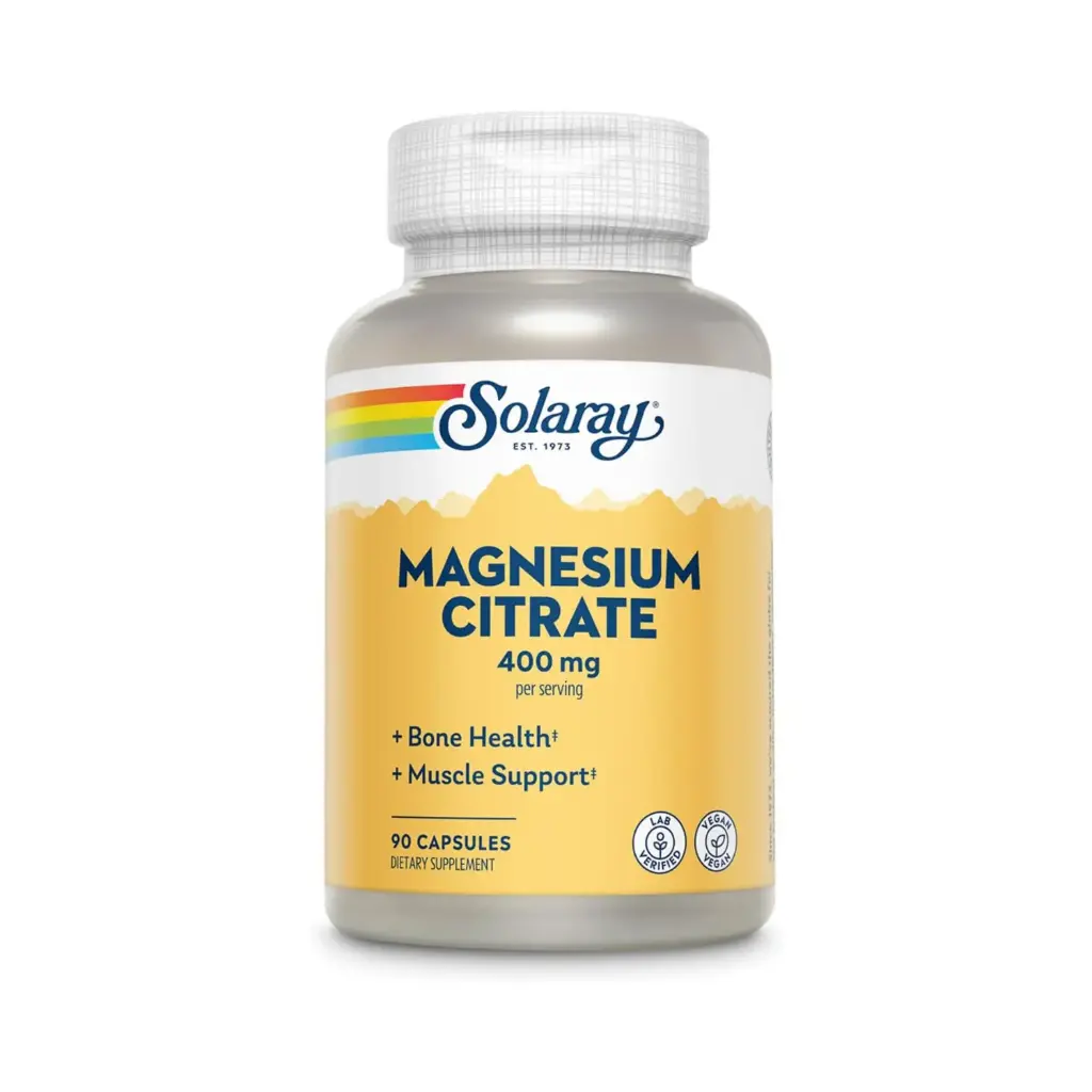 [076280463019] Solaray, Citrato De Magnesio, 400mg 90 Cápsulas, Apoyo a la Función Muscular y Relajación