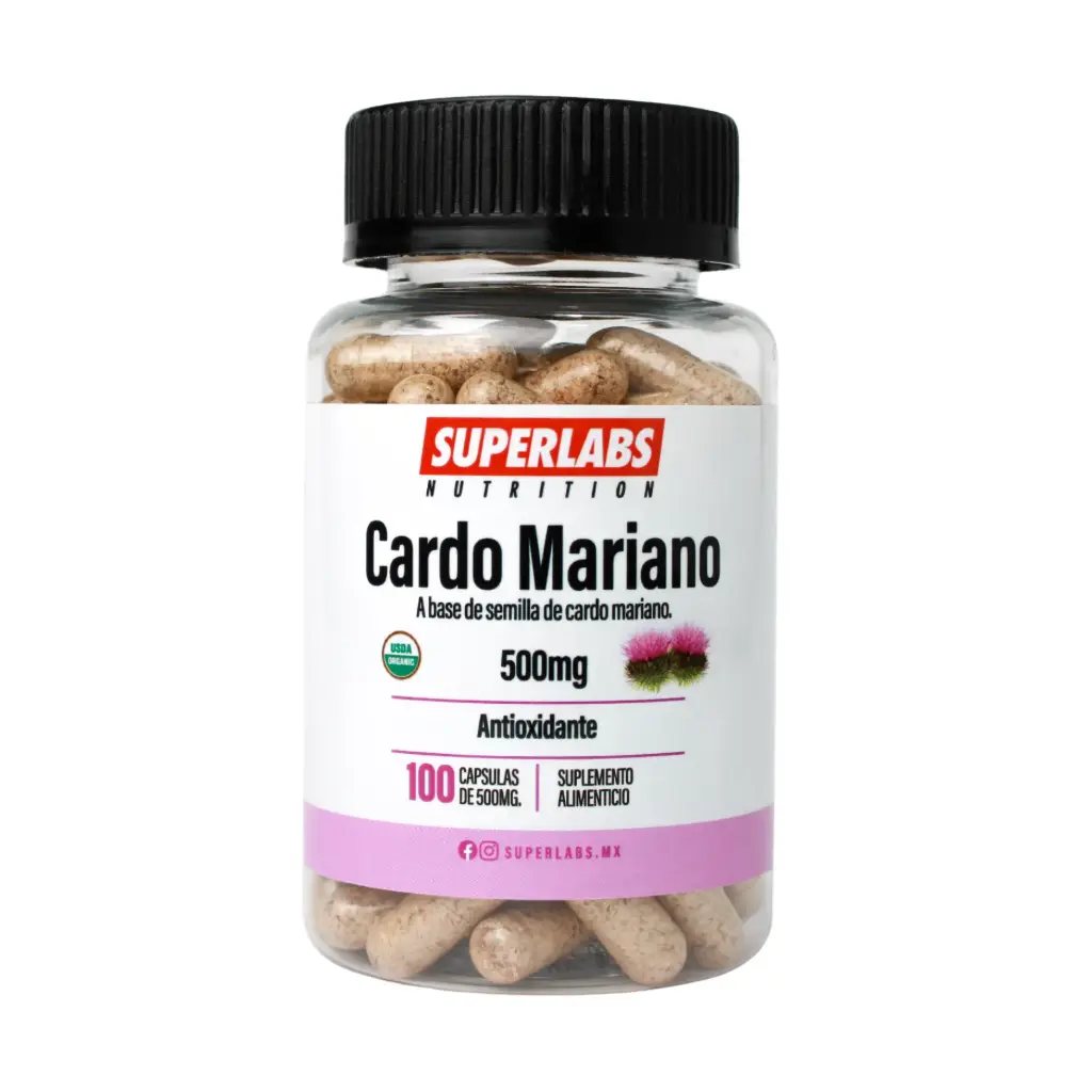 [7503045489128] Superlabs Nutrition Cardo Mariano 500 mg - 100 caps | Semilla de Cardo Mariano 100% Pura | Antioxidante natural | Fórmula limpia sin aditivos | Suplemento alimenticio