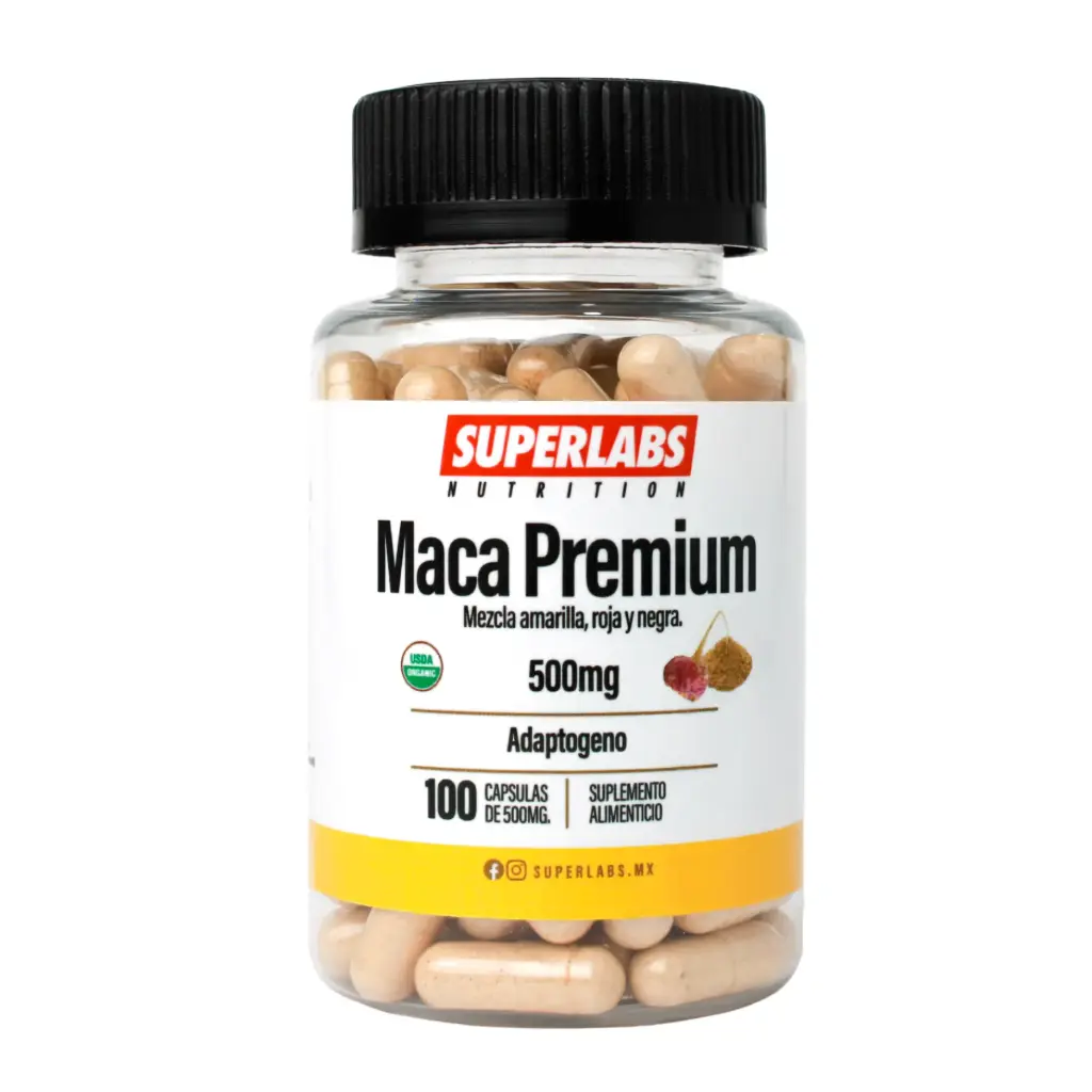 Superlabs Nutrition Maca Peruana Premium 500 mg - 100 Caps | Rendimiento físico y mental | Fórmula limpia sin aditivos | Suplemento alimenticio
