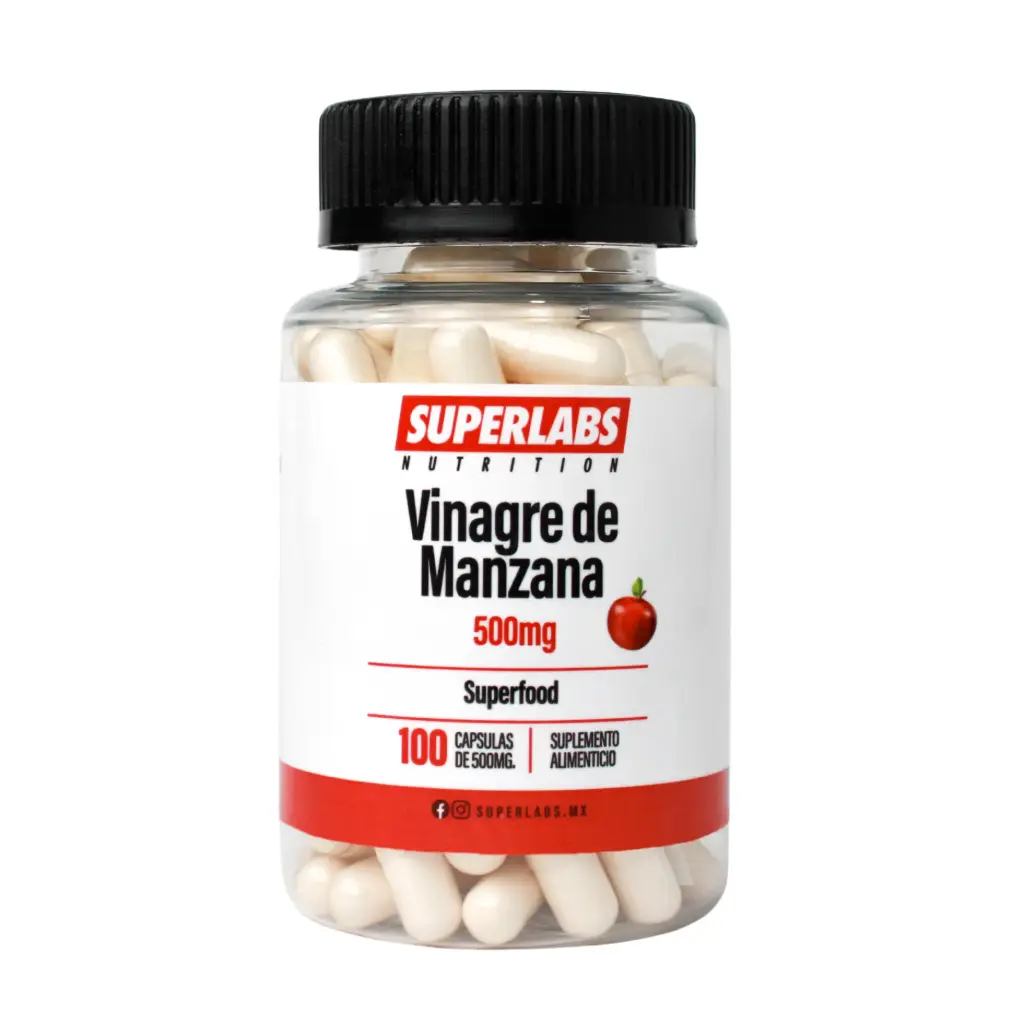 Superlabs Nutrition Vinagre de Manzana 500 mg - 100 Caps | Bienestar instestinal | Superfood | Fórmula limpia sin aditivos | Suplemento alimenticio
