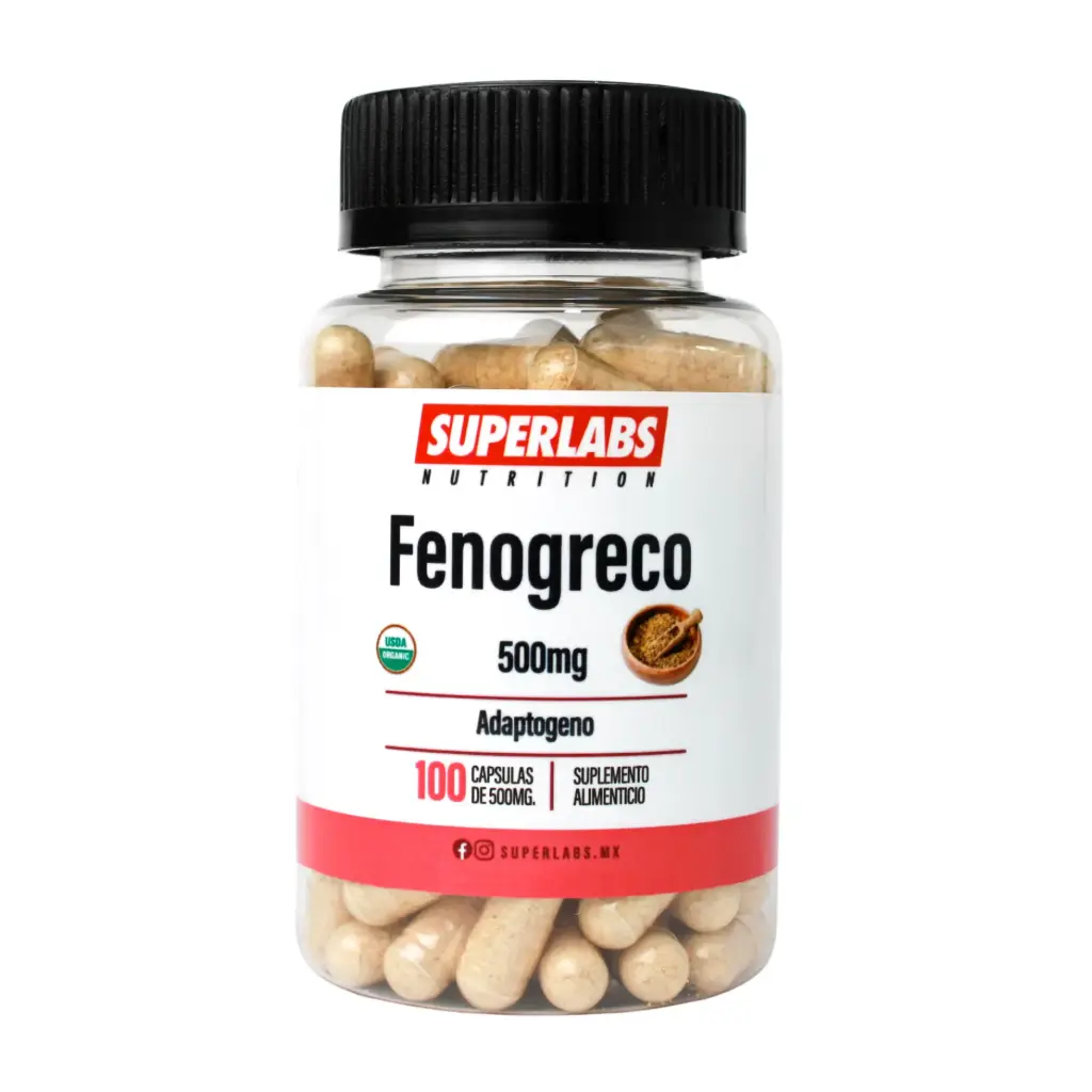 [7503045489081] Superlabs Nutrition Fenogreco 500 mg - 100 Caps | Equilibrio hormonal | Adaptógeno Natural | Fórmula limpia sin aditivos | Suplemento alimenticio