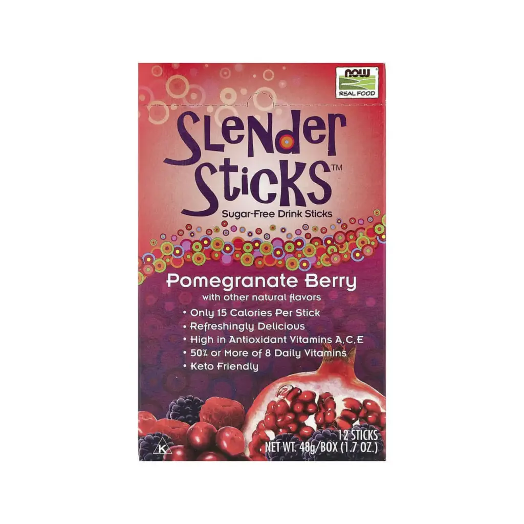 Now Foods Real Food Slender Sticks 12 Sobrecitos De 4 G Cada Uno, Barritas Para Preparar Bebidas Sin Azúcar