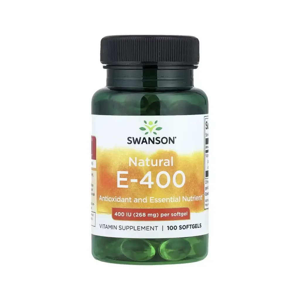 Swanson Natural E-400, Suplemento De Vitamina E, Antioxidante Y Nutriente Esencial 268 Mg (400 UI), 100 Cápsulas Blandas 