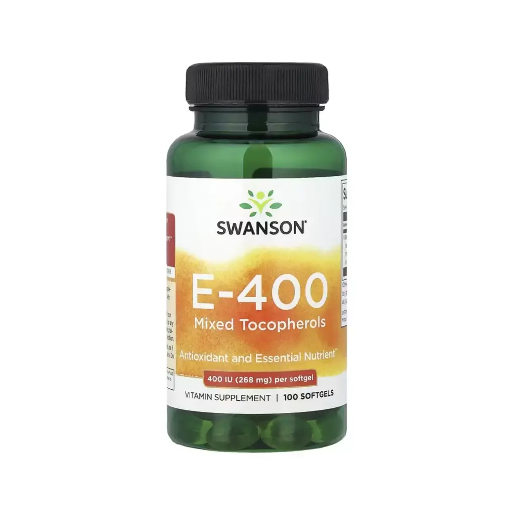 Swanson E-400, Tocoferoles Mixtos, Antioxidante Y Nutriente Esencial 268 Mg (400 UI), 100 Cápsulas Blandas