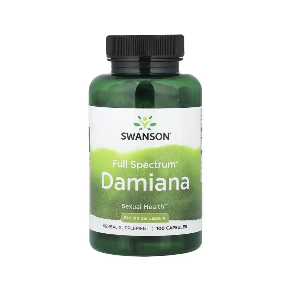 Swanson, Damiana Full Spectrum, Salud Sexual 510 Mg, 100 Cápsulas 