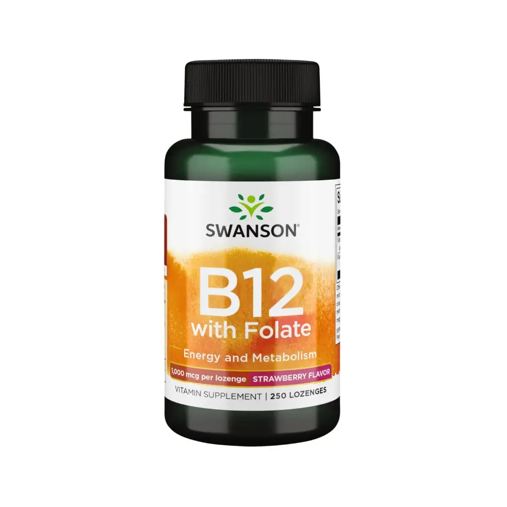 [087614017471] Swanson Vitamina B-12 Con Folato, 1000 Mcg, 250 Pastillas Sabor Fresa