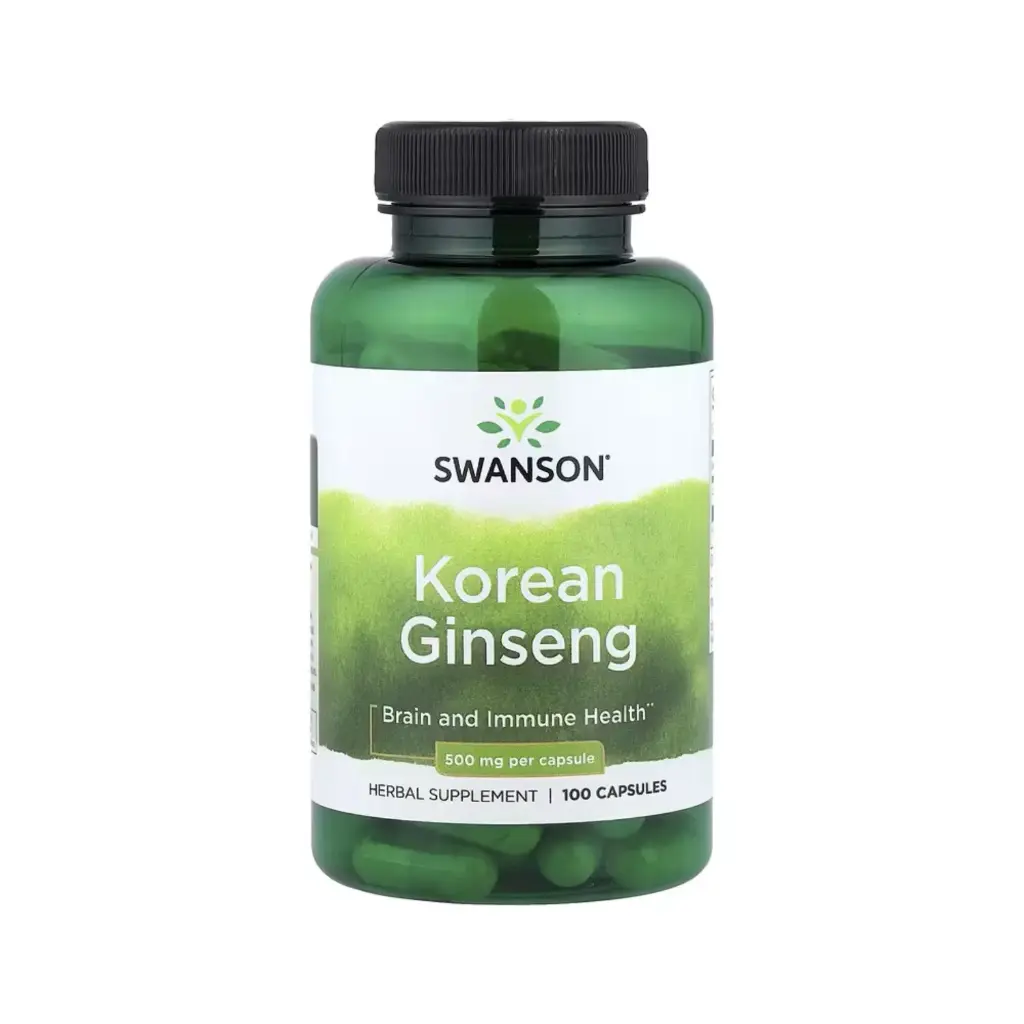 Swanson Ginseng Coreano, Salud Del Cerebro Y El Sistema Inmunitario, 500 Mg, 100 Cápsulas 