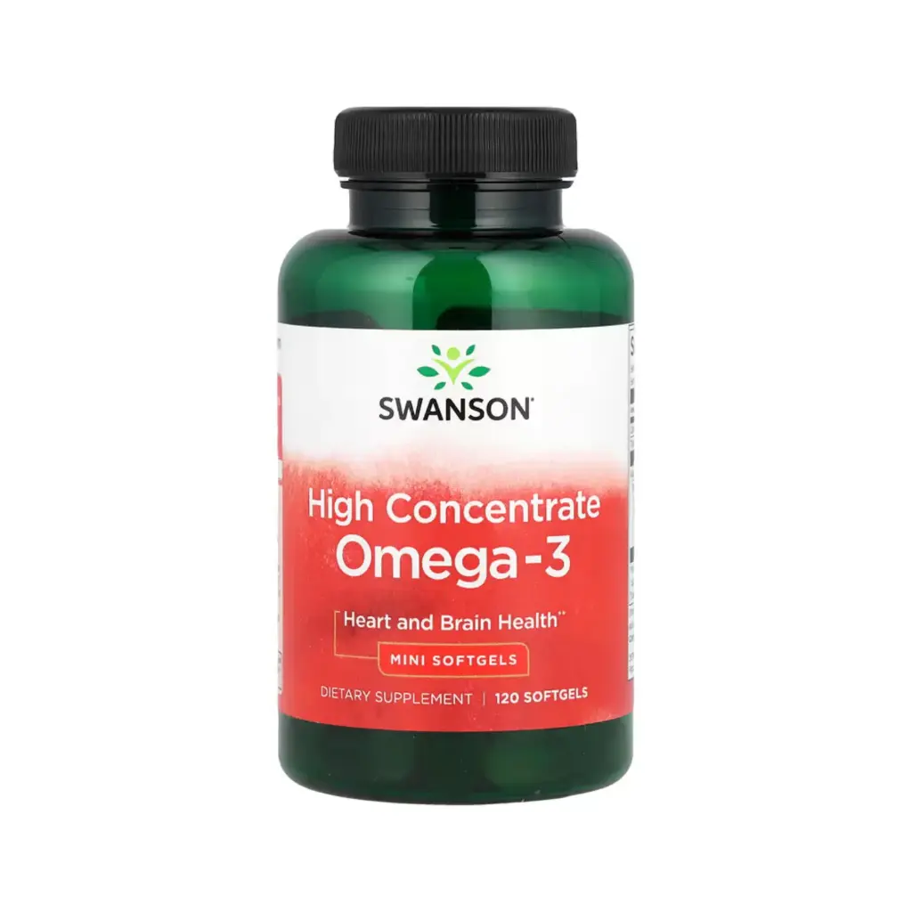 Swanson Omega-3 De Alto Concentrado, Salud Cardíaca Y Cerebral, 120 Minicápsulas Blandas 