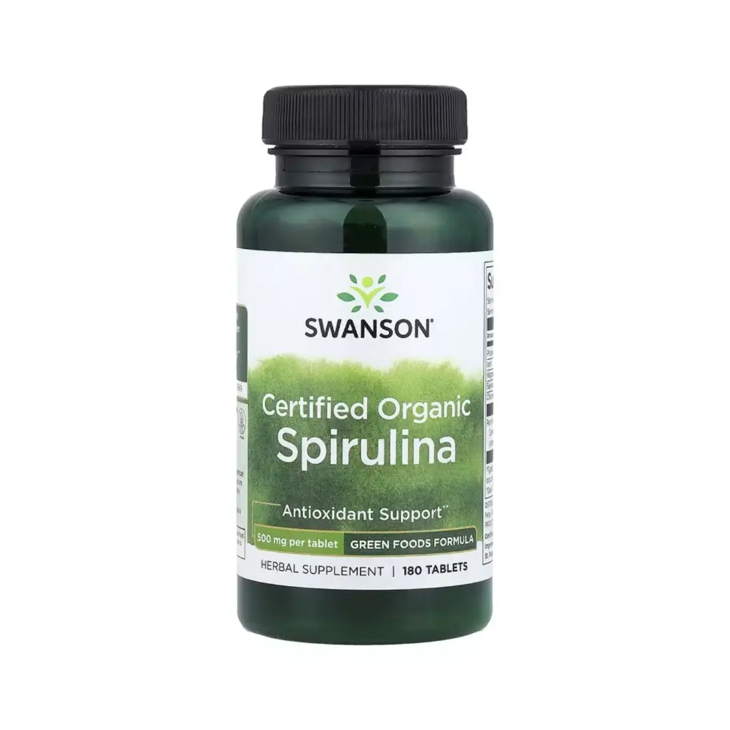 Swanson Espirulina Orgánica Certificada, Protección Antioxidante, 180 Comprimidos 