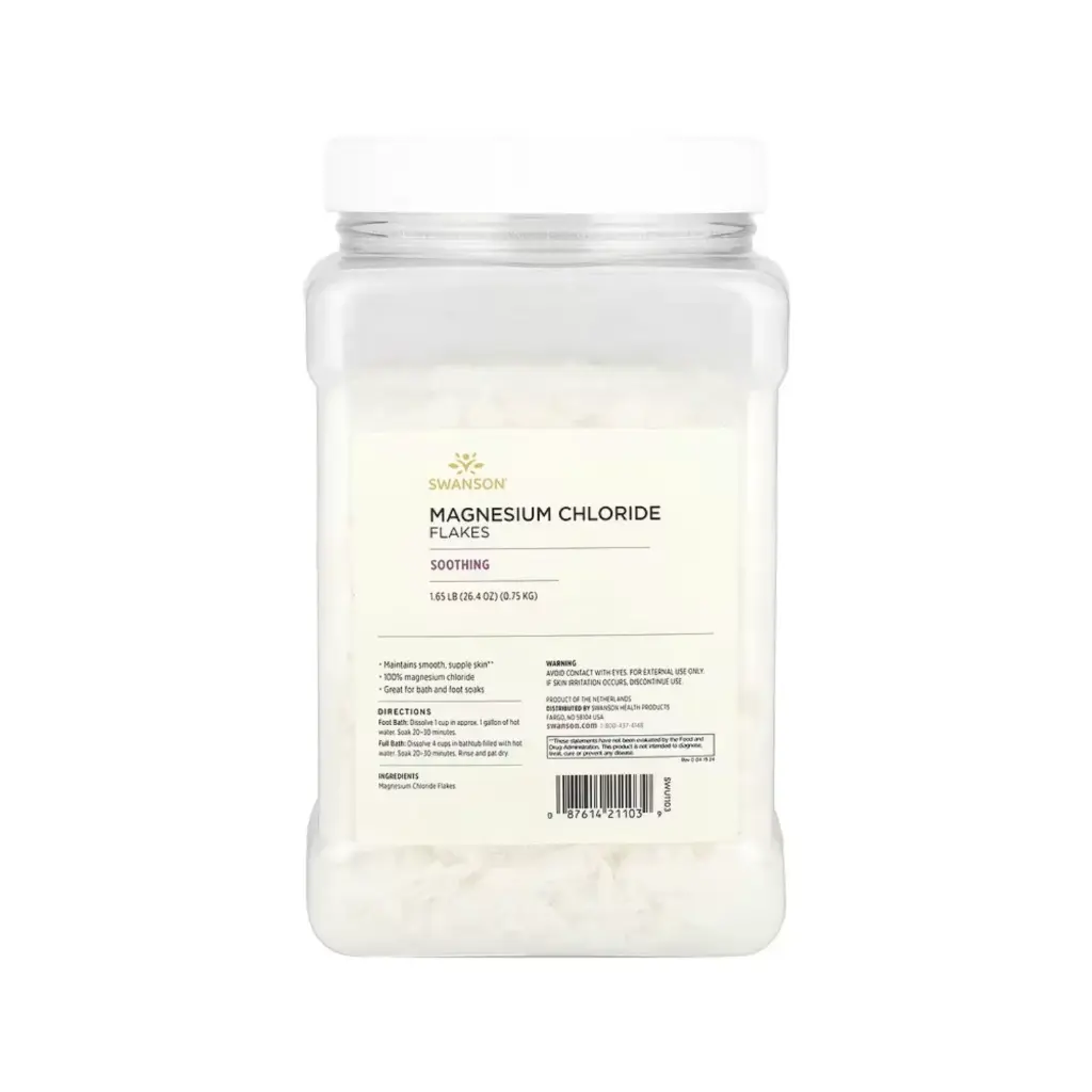 [087614211039] Swanson, Cloruro De Magnesio En Copos, Calmante 0,75 Kg (26,4 Oz) 