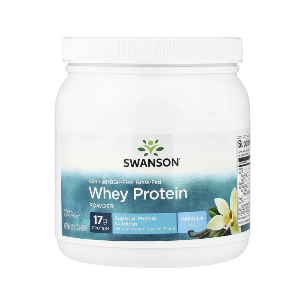 Swanson, Certificación Sin Rbgh, Proteína De Suero De Leche Proveniente De Animales Alimentados Con Pasturas En Polvo, Vainilla, 420 G (14,8 Oz)