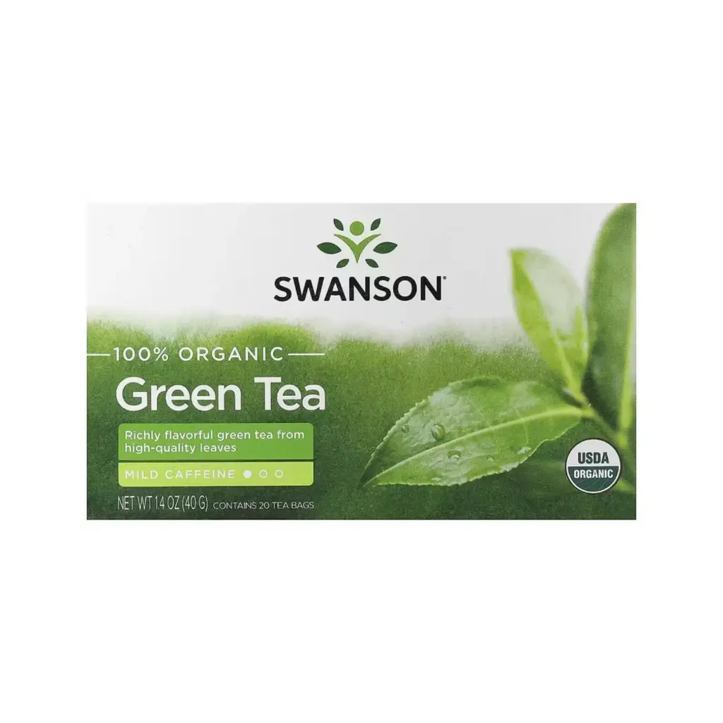 [087614240848] Swanson, Té Verde 100% Orgánico 20 Bolsitas De Té, 40 G (1,4 Oz) 