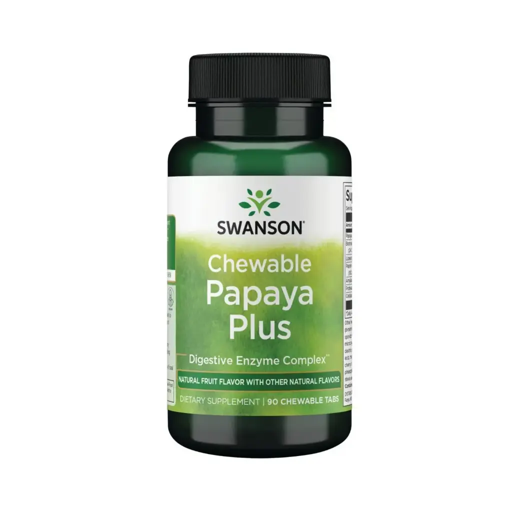 Swanson Papaya Plus Natural Fruta Masticable, Complejo De Enzimas Digestivas, 90 Tabletas Masticables