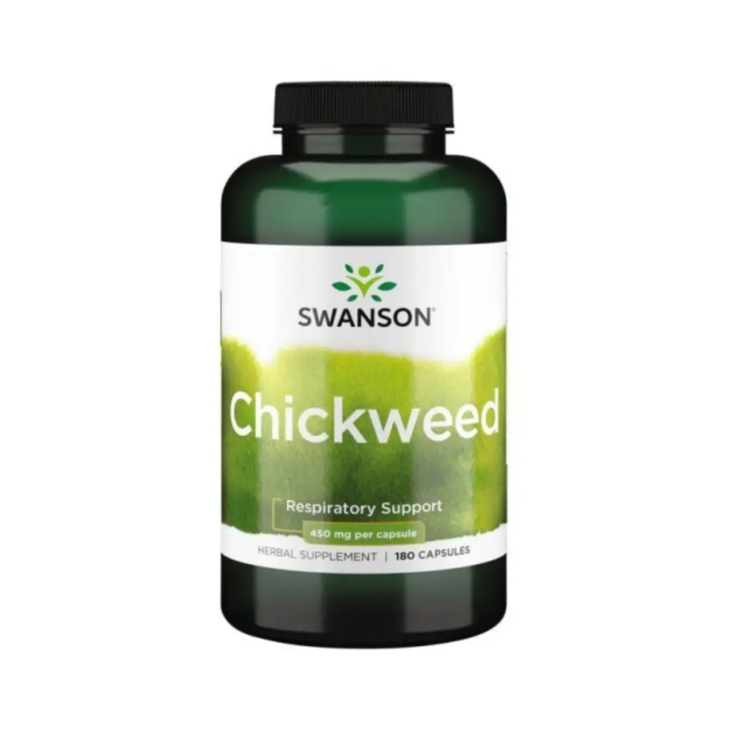 [087614110684] Swanson Chickweed Hierba De La Estrella, Apoyo Respiratorio, 450 Mg, 180 Cápsulas