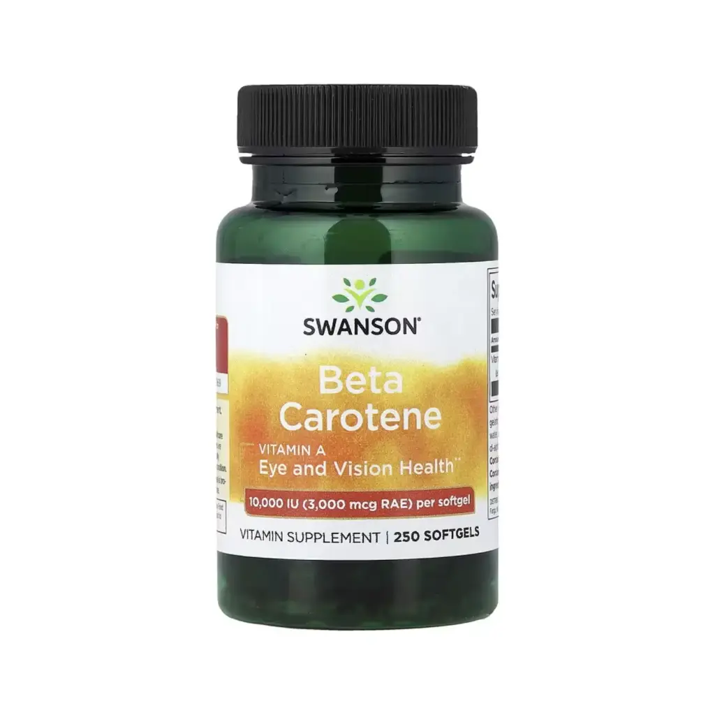 Swanson Beta-Caroteno 3000 Mcg (10.000 UI) De EAR Salud Cerebral Y Visual, 250 Cápsulas Blandas