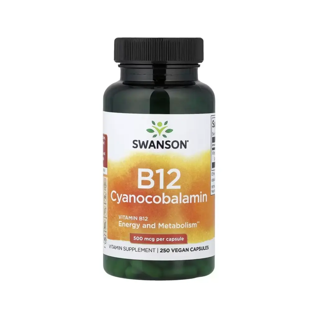 Swanson Vitamina B12, 500 Mcg Energía Y Metabolismo, 250 Cápsulas Veganas