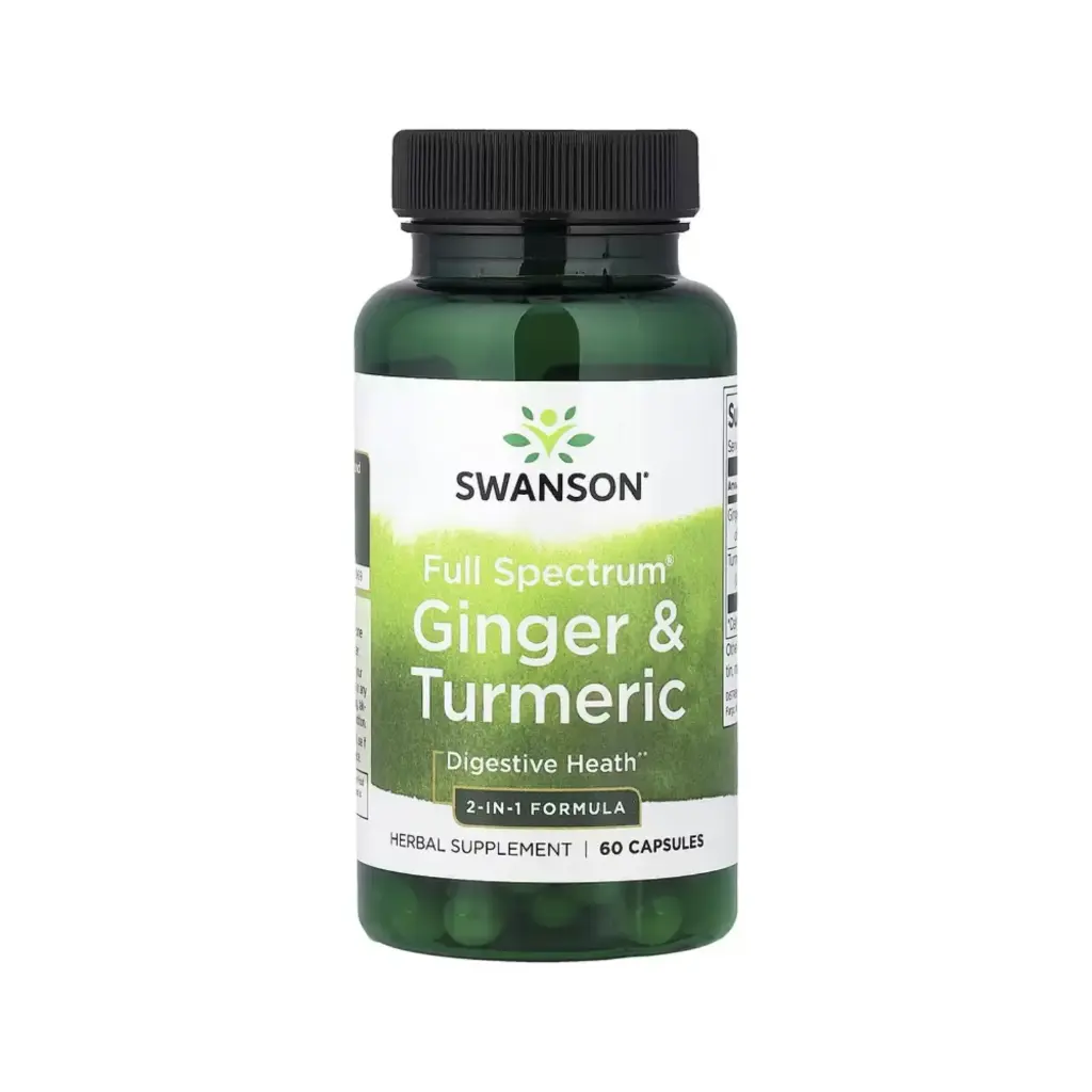 [087614112862] SWANSON JENGIBRE Y CÚRCUMA, FULL SPECTRUM, SALUD DIGESTIVA 60 CÁPSULAS 