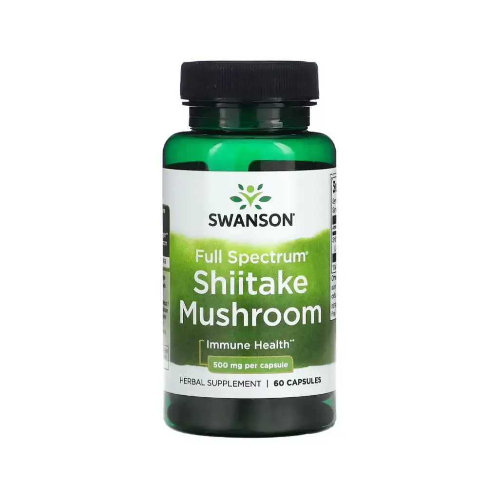 Swanson Hongo Shiitake De Espectro Completo, Salud Inmunitaria 500 Mg, 60 Cápsulas