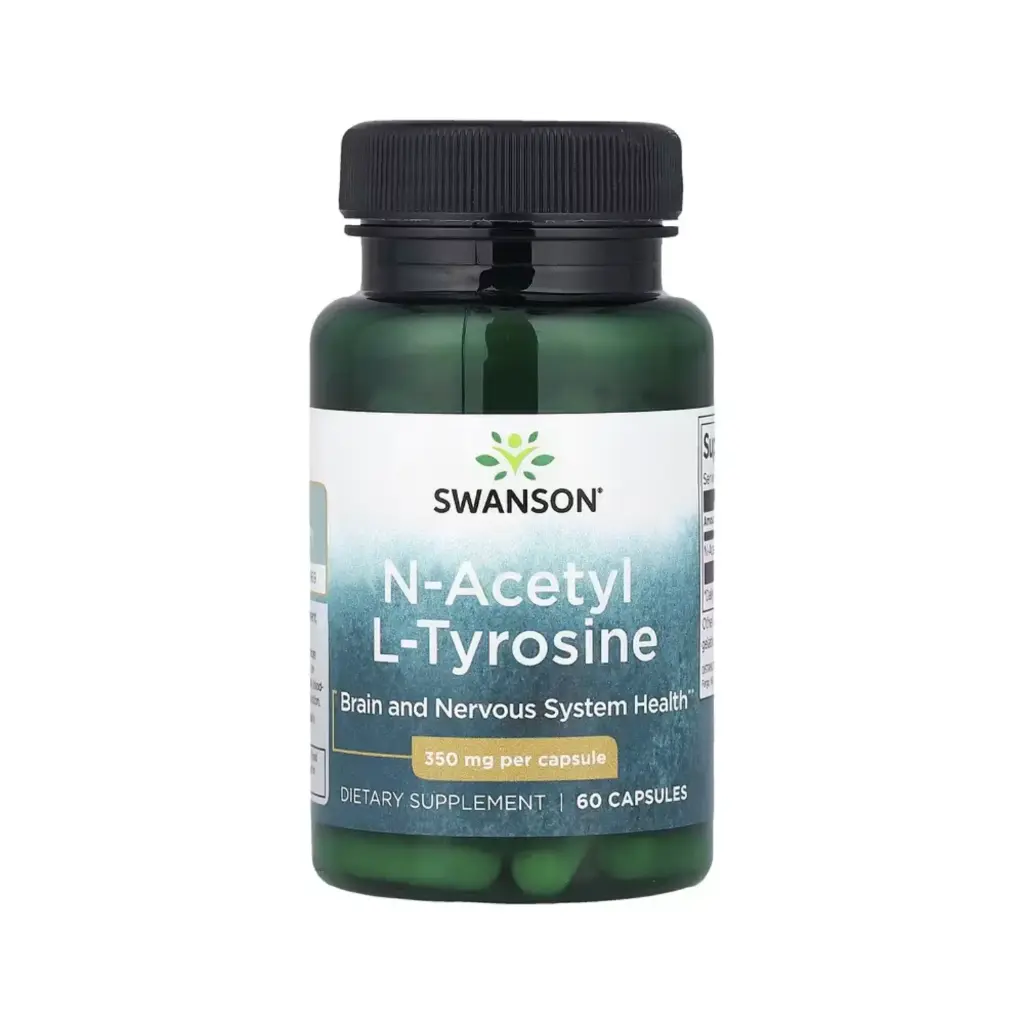 Swanson N-acetil L-tirosina, Salud Del Cerebro Y El Sistema Nervioso 350 Mg, 60 Cápsulas 