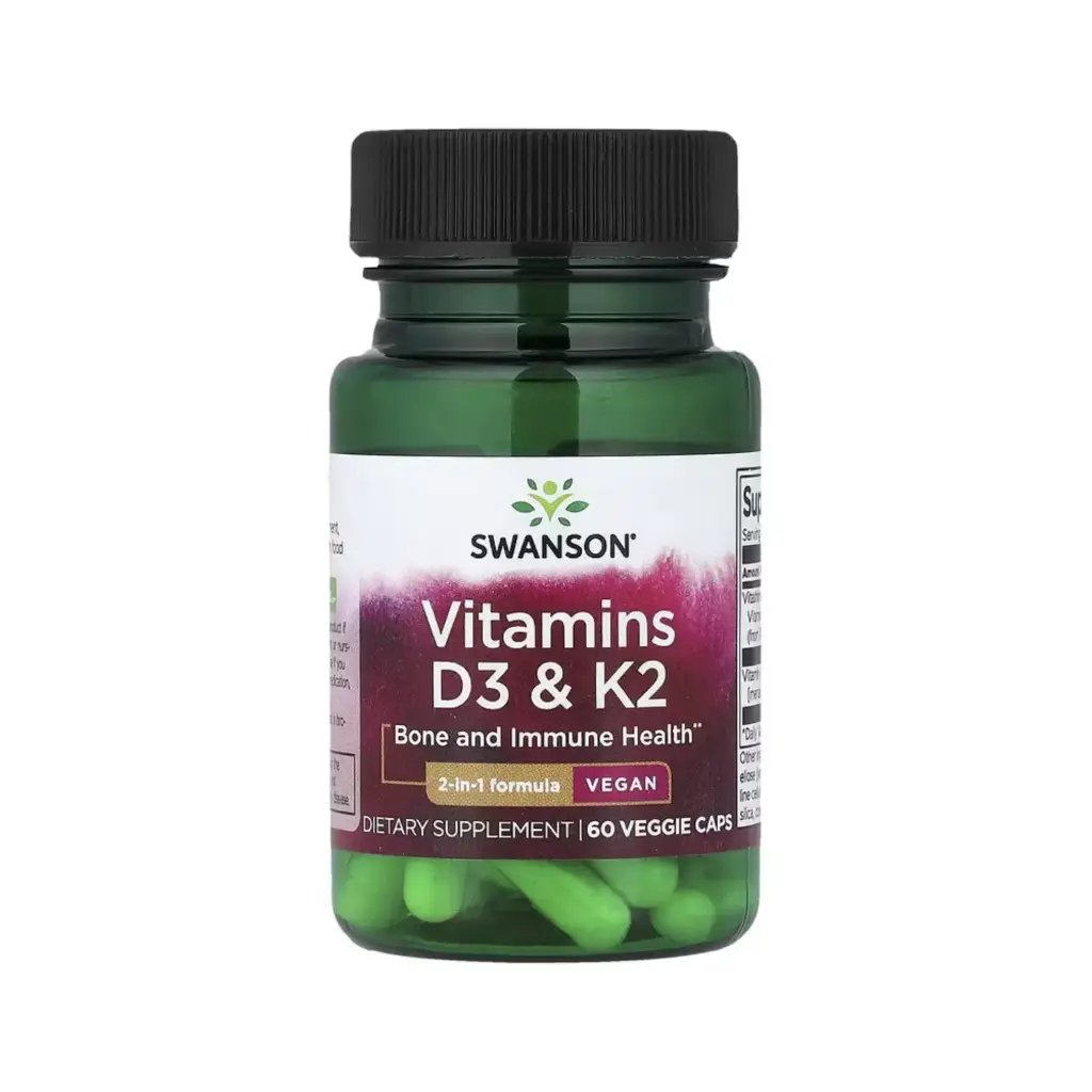 [087614118093] Swanson Vitaminas D3 Y K2, Salud Ósea E Inmunitaria 60 Cápsulas Vegetales 