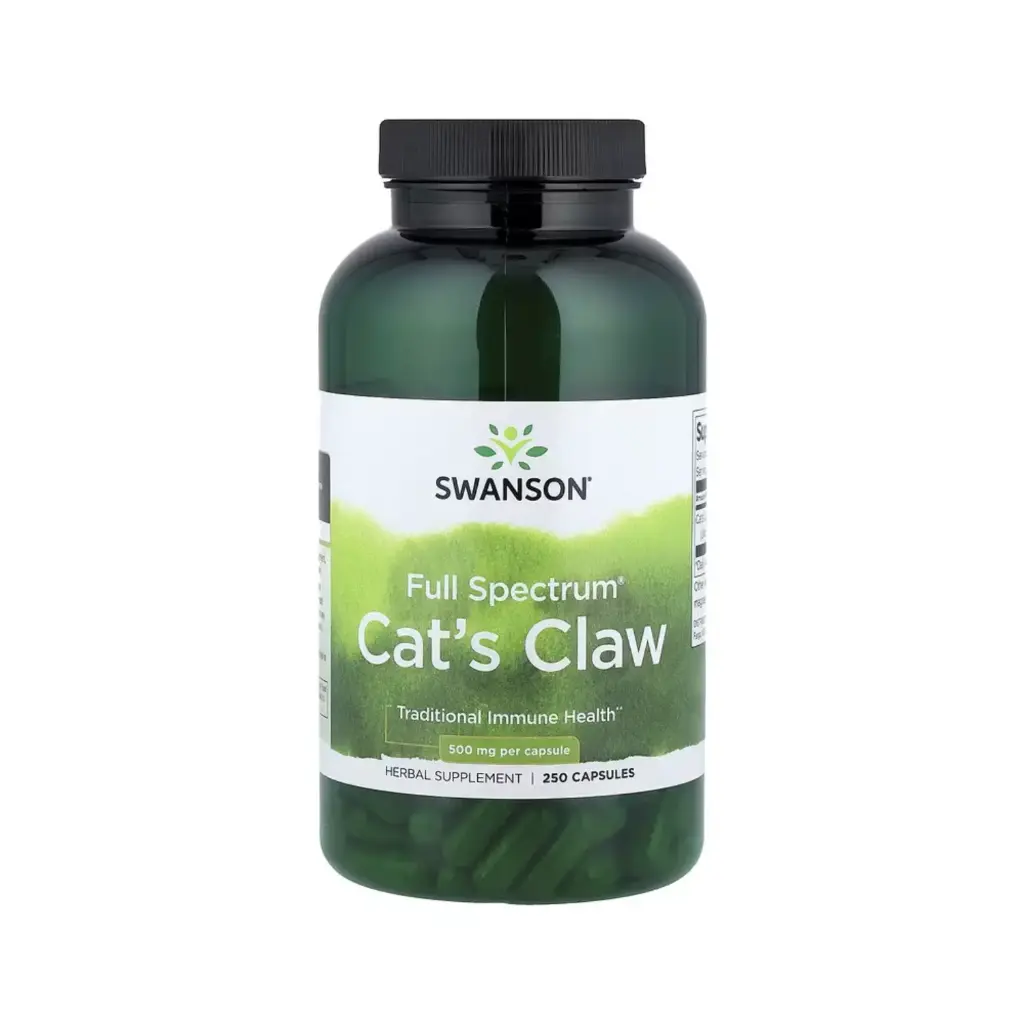 Swanson Uña De Gato Full Spectrum, Salud Inmunitaria Tradicional 250 Cápsulas (500 Mg Por Cápsula) 