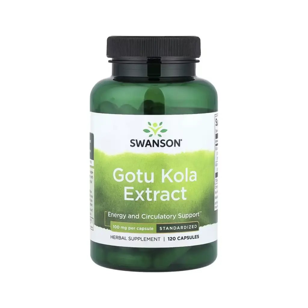 [087614140315] Swanson Extracto De Gotu Kola, Estandarizado, Energía Y Refuerzo Circulatorio, 100 Mg, 120 Cápsulas