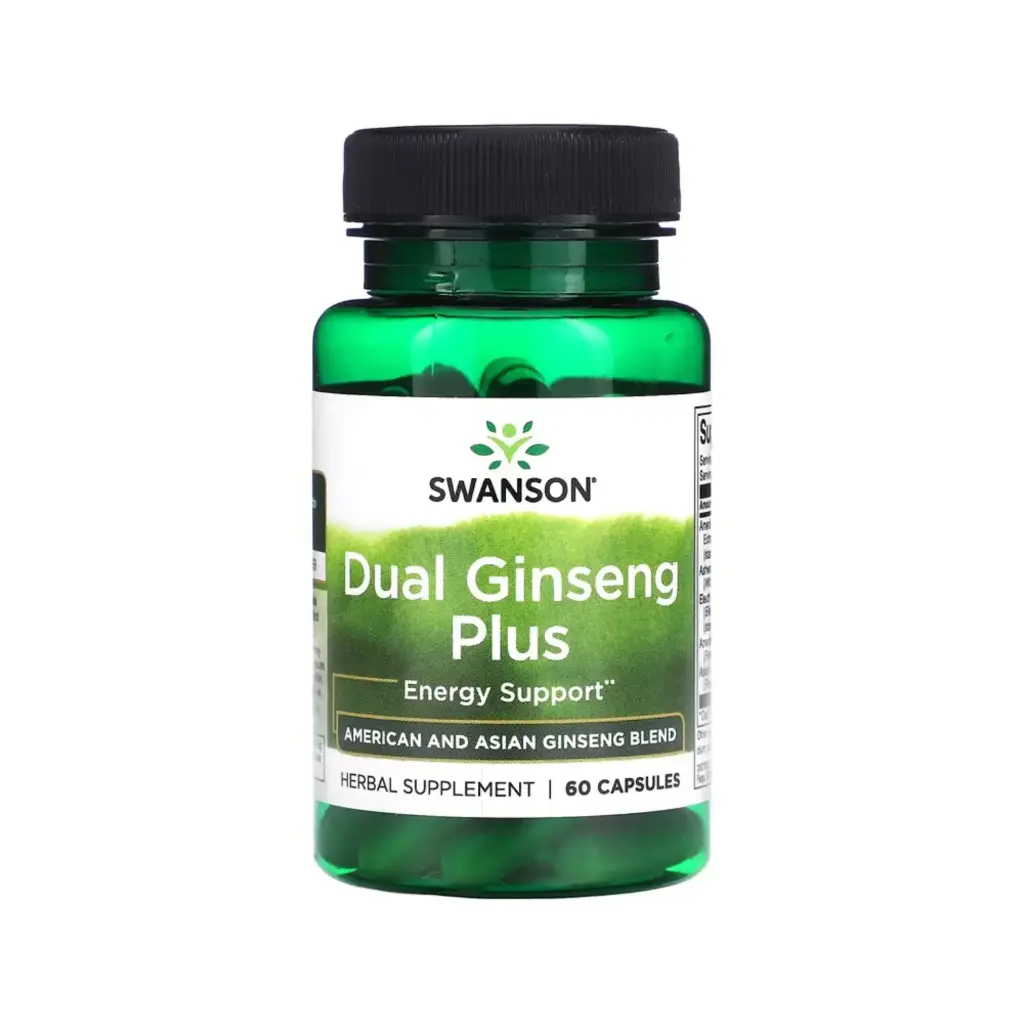 Swanson Dual Ginseng Plus, Refuerzo Para La Energía, 60 Cápsulas 