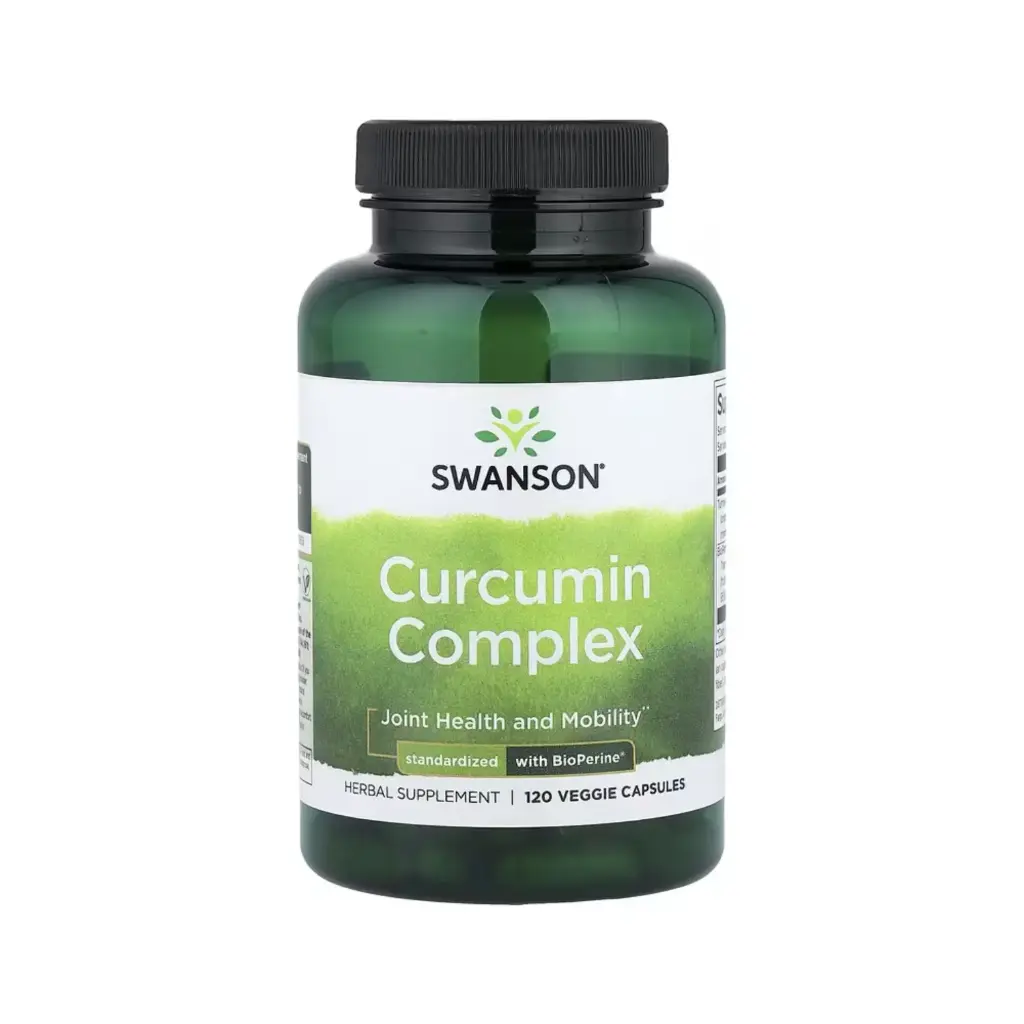 Swanson Complejo de curcumina, Estandarizado con BioPerine, Salud y movilidad de las articulaciones, 120 cápsulas vegetales 