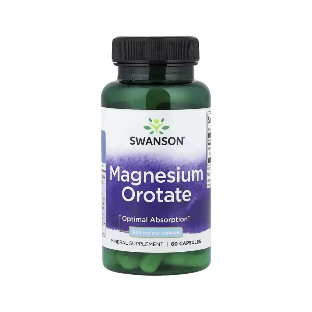 Swanson Orotato De Magnesio, Ayuda A Mantener La Salud Ósea Y La Función Muscular Y Nerviosa, 654 Mg, 60 Cápsulas 