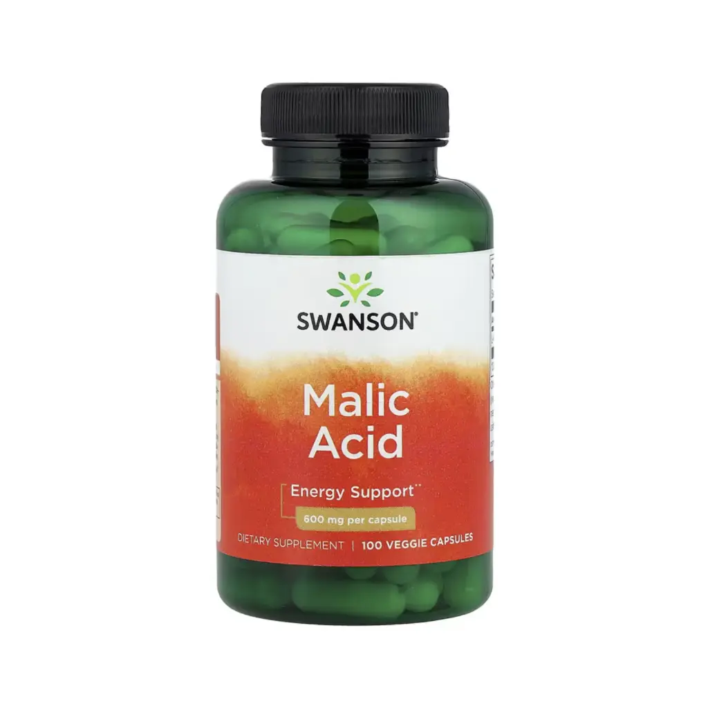 Swanson Ácido Málico, Refuerzo Para La Energía, 600 Mg, 100 Cápsulas Vegetales 