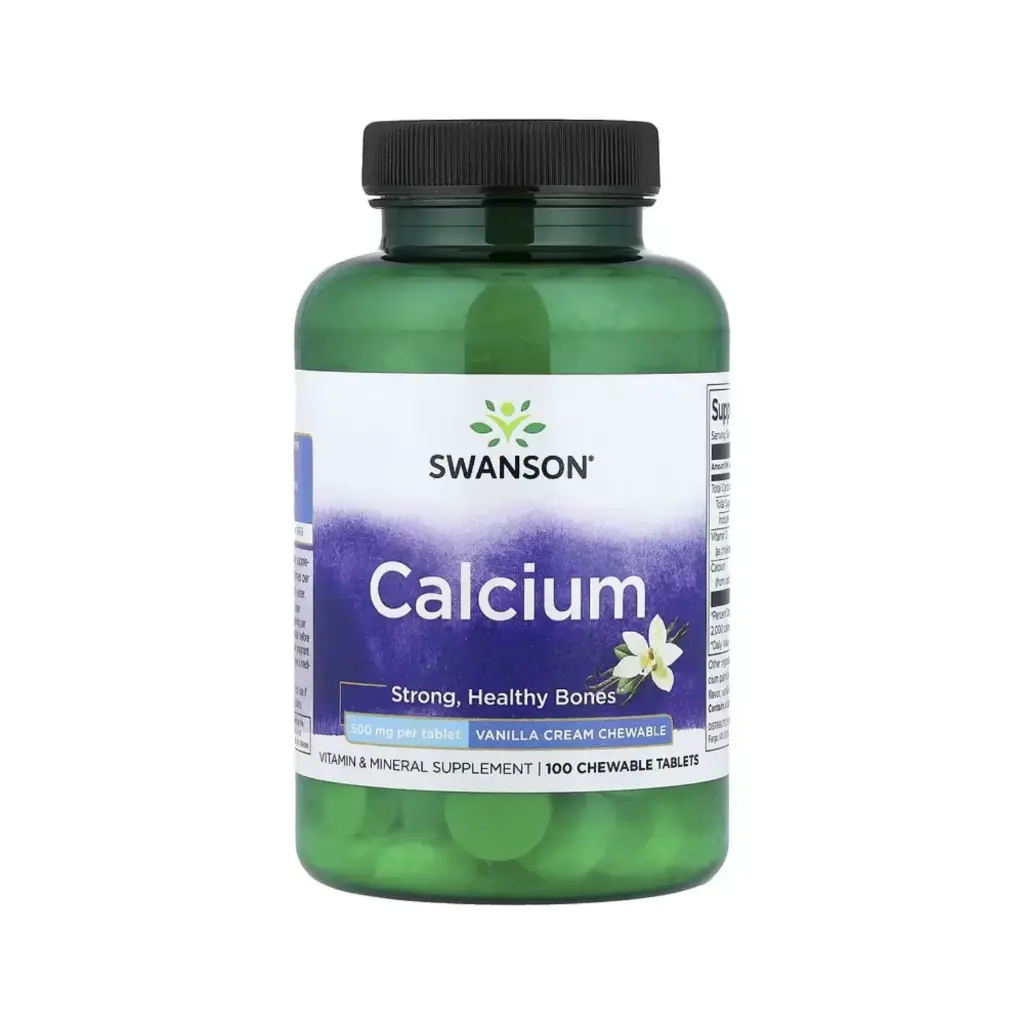 Swanson Calcio, Crema De Vainilla, Huesos Fuertes Y Saludables, 100 Tabletas Masticables 