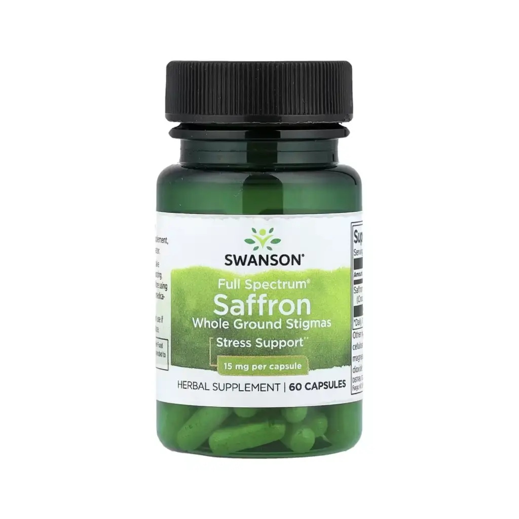 [087614113708] Swanson Full Spectrum, Azafrán, Suplemento Para El Alivio Del Estrés 15 Mg, 60 Cápsulas