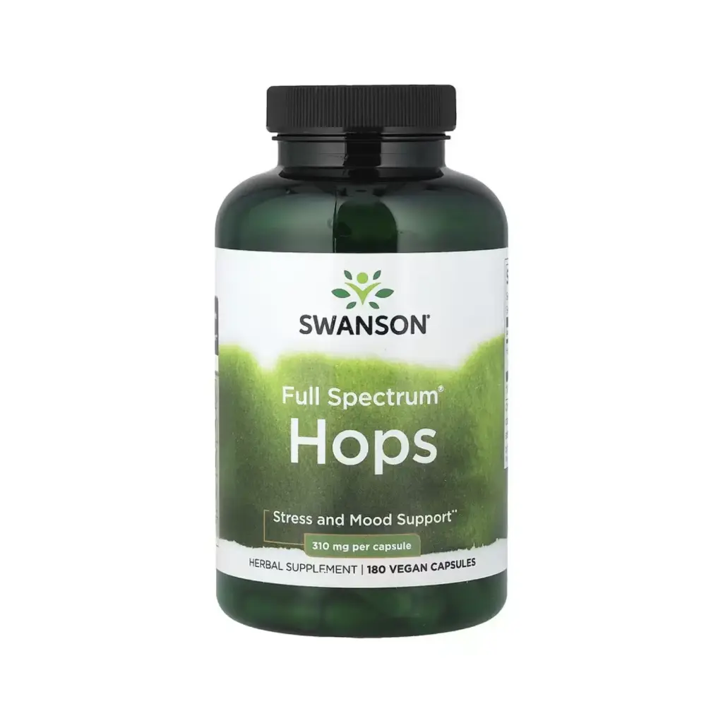 Swanson Full Spectrum Lúpulo, Mejora El Estado De Ánimo Y Reduce El Estrés, 180 Cápsulas Veganas (310 Mg Por Cápsula)