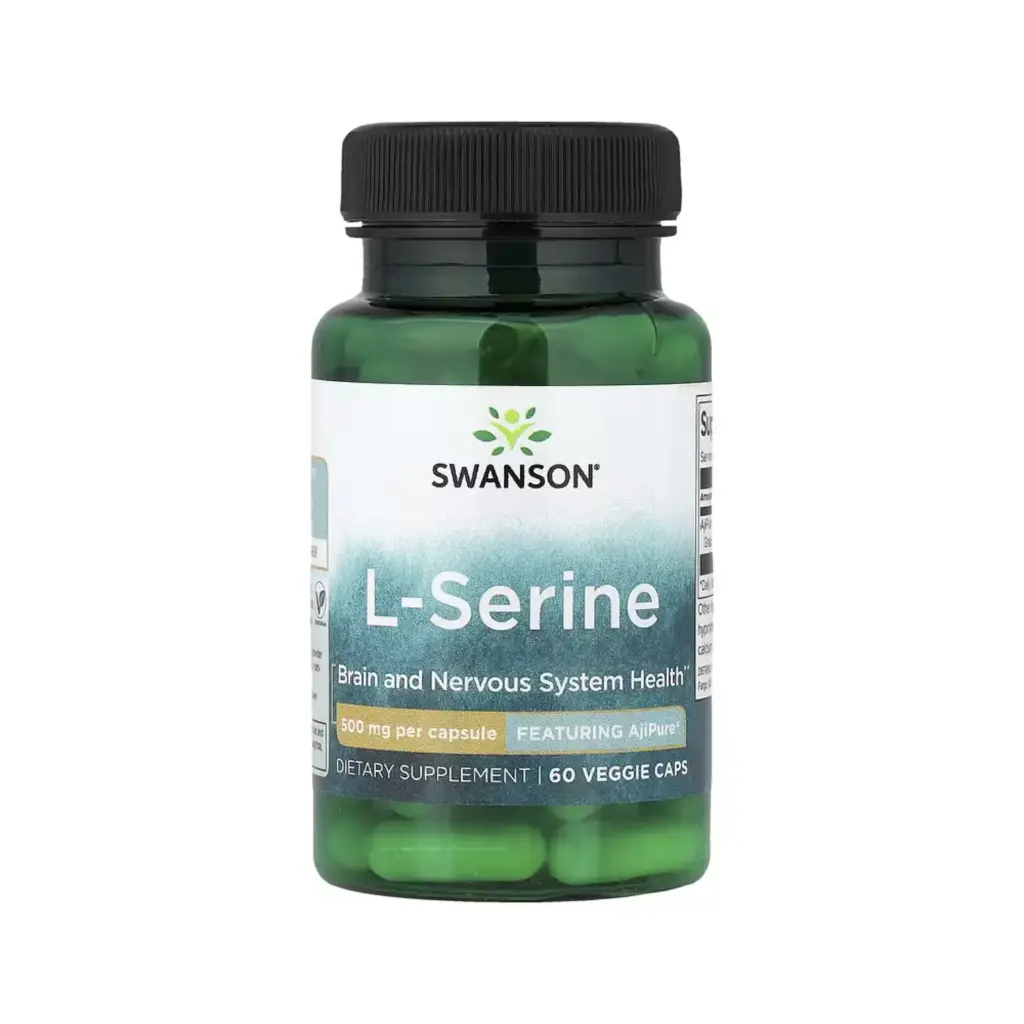 [087614027975] Swanson L-serina, Salud Del Cerebro Y El Sistema Nervioso, 500 Mg, 60 Cápsulas Vegetales 