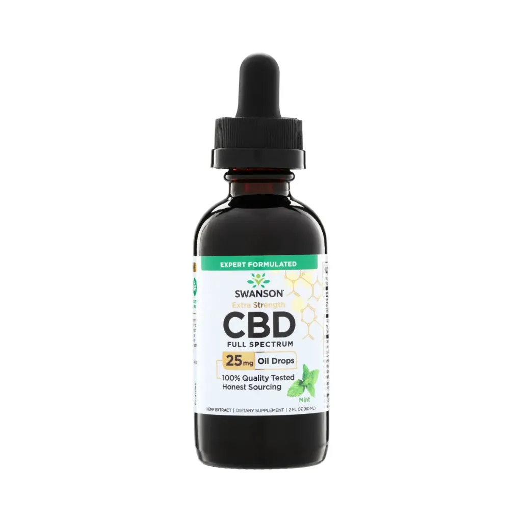 [087614210926] Swanson CBD De Espectro Completo Y Potencia Extra, Ayuda A Gestionar El Estrés Diario Gotero De 59 Ml, 25 Mg Por Dosis