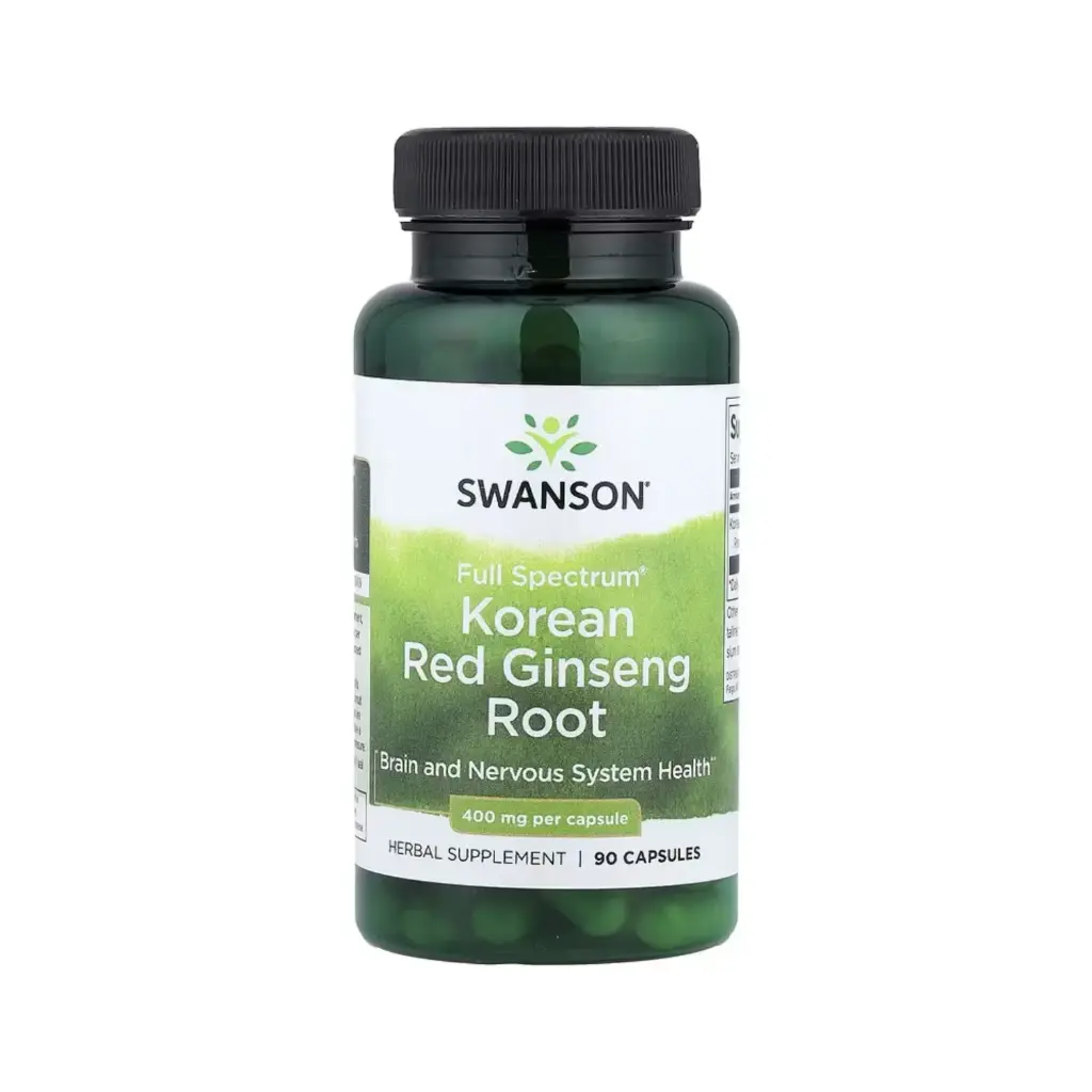 Swanson Full Spectrum Raíz De Ginseng Rojo Coreano, Salud Del Cerebro Y El Sistema Nervioso 400 Mg, 90 Cápsulas
