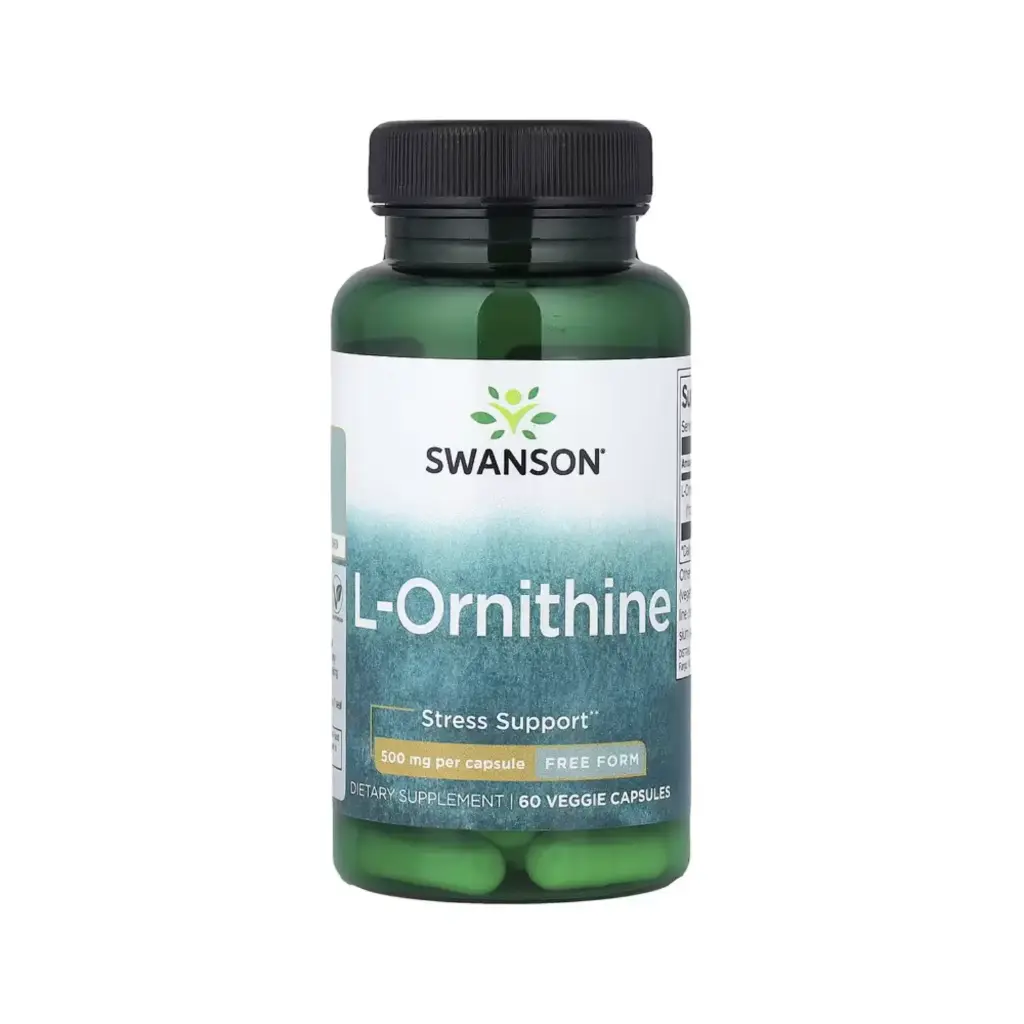 Swanson L-ornitina, Forma Libre, Suplemento Para El Alivio Del Estrés 500 Mg, 60 Cápsulas Vegetales 