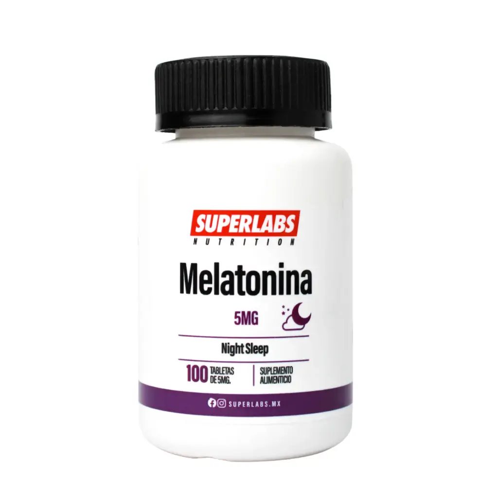 Superlabs Nutrition Melatonina 5 mg - 100 Caps | Descanso profundo y reparador | Night Sleep | Fórmula limpia sin aditivos | Suplemento alimenticio
