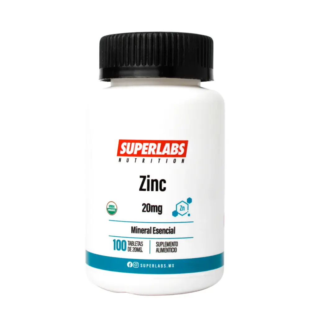 [7503045489456] Superlabs Nutrition Zinc 20 mg - 100 Tabletas | Refuerzo inmunológico | Mineral esencial ultra puro | Fórmula limpia sin aditivos | Suplemento alimenticio