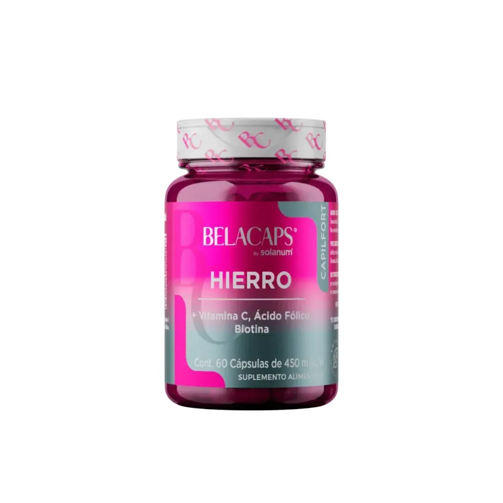 SOLANUM BELACAPS HIERRO+VITAMINA C+ACIDO FÓLICO Y BIOTINA CON 60 CAPSULAS DE 450 MG C/U