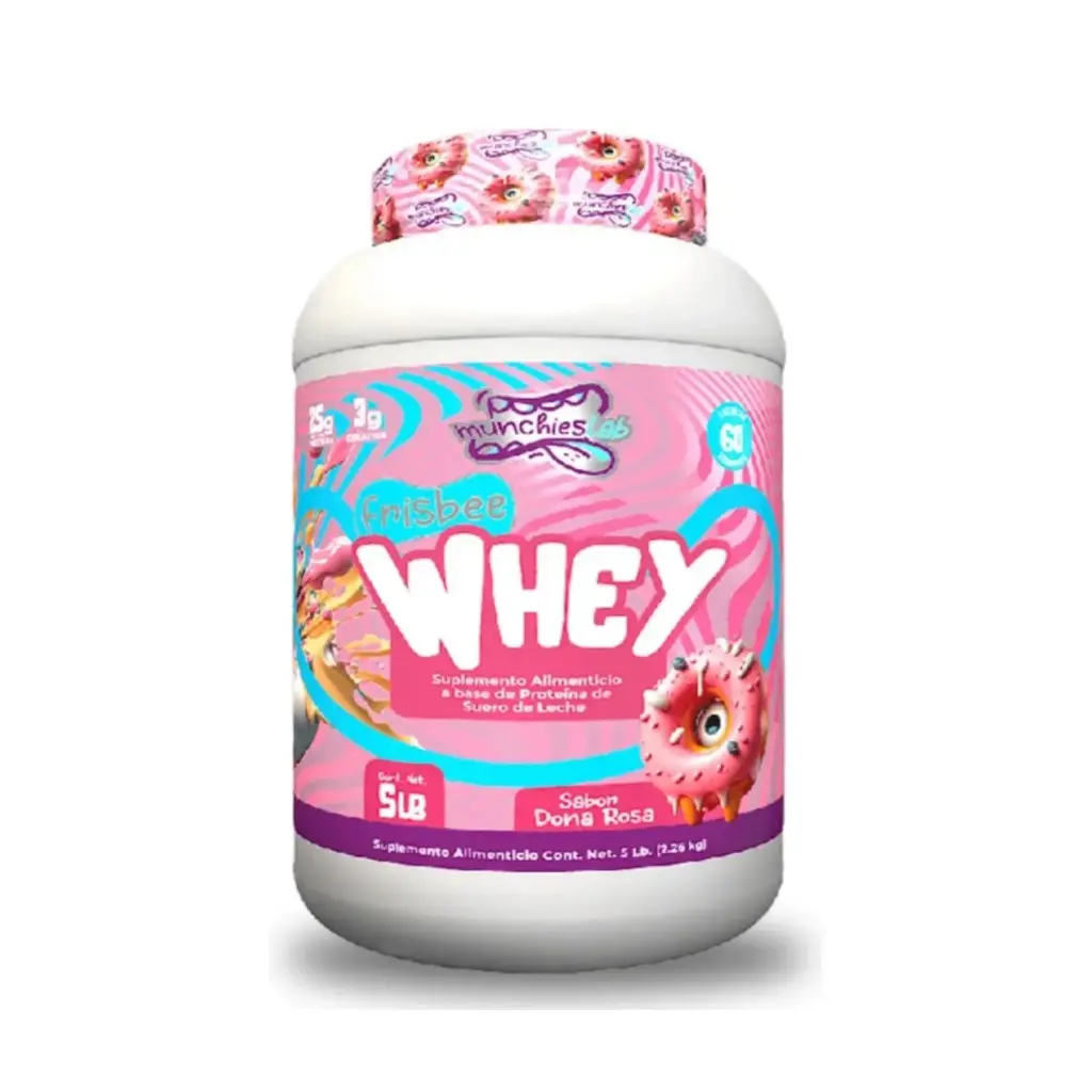 Munchieslab Proteína Whey 100% de Suero De Leche 60 Servicios Sabor Dona Rosa