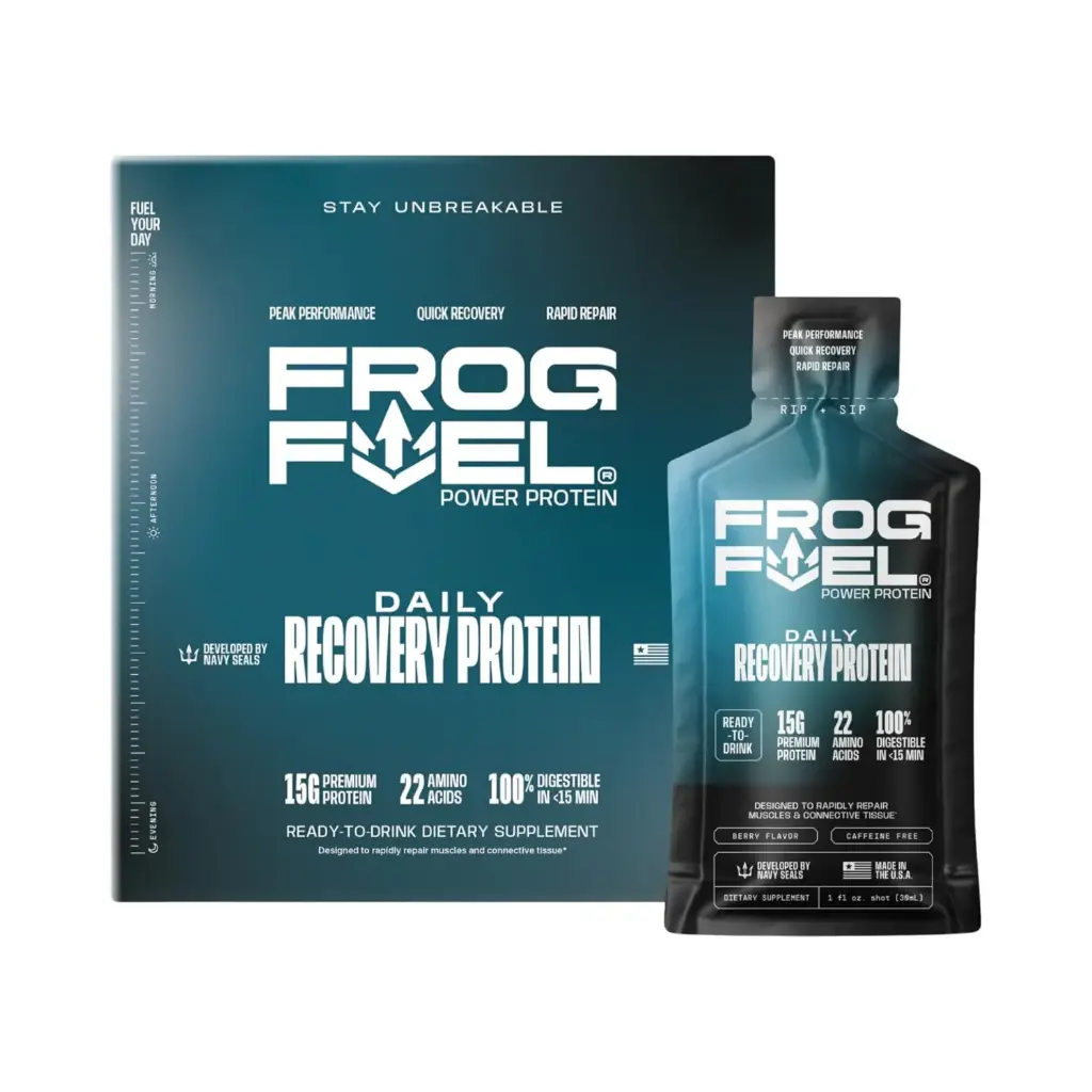 Frog Fuel Power Protein Shot, 15g de proteína de colágeno nano-hidrolizado alimentado con pasto, sin gluten, sin grasa y sin azúcar, 22 aminoácidos, 24 pack