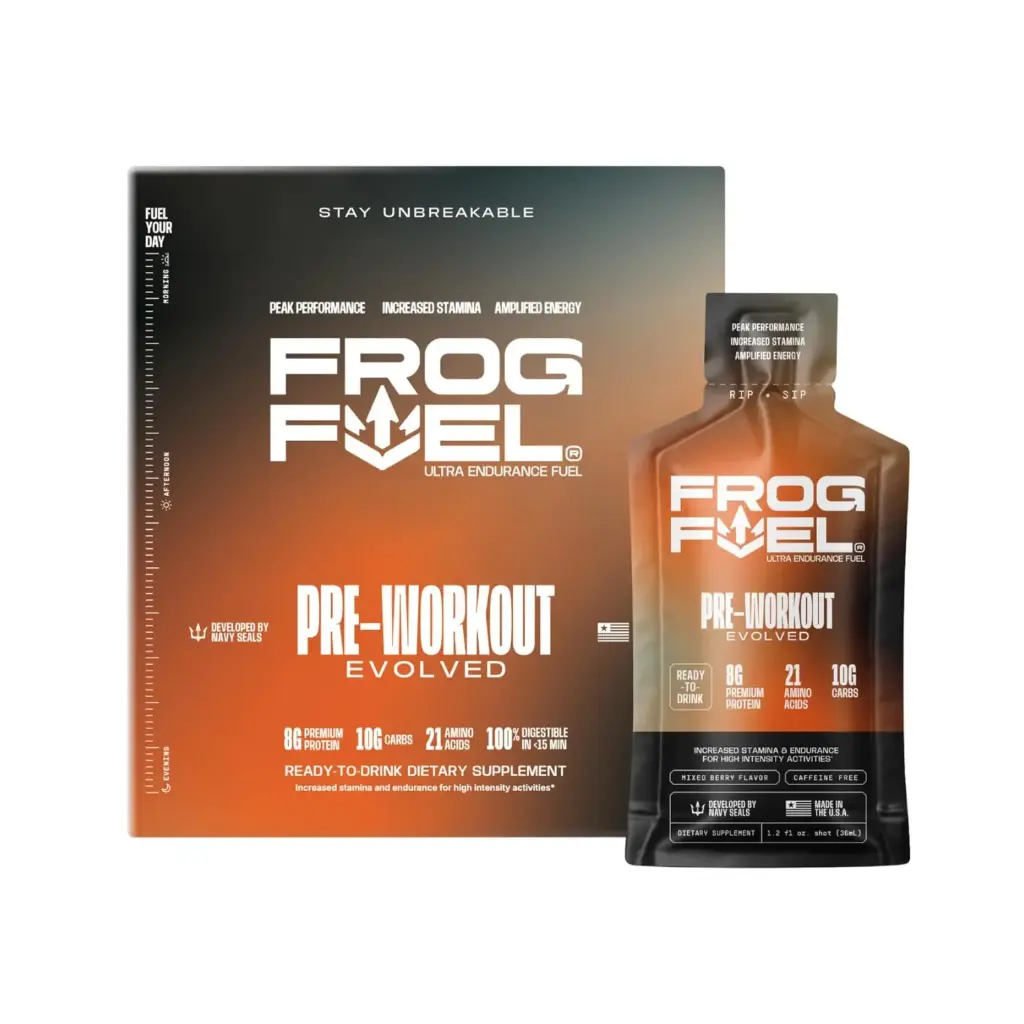 [851010004003_frogfuel_ultra] Frog Fuel Ultra Gel Pre Workout Shot con 120 mg de cafeína, 1500 mg de beta alanina, electrolitos 0.28 oz de proteína de colágeno alimentado con pasto nano-hidrolizado 24 packs