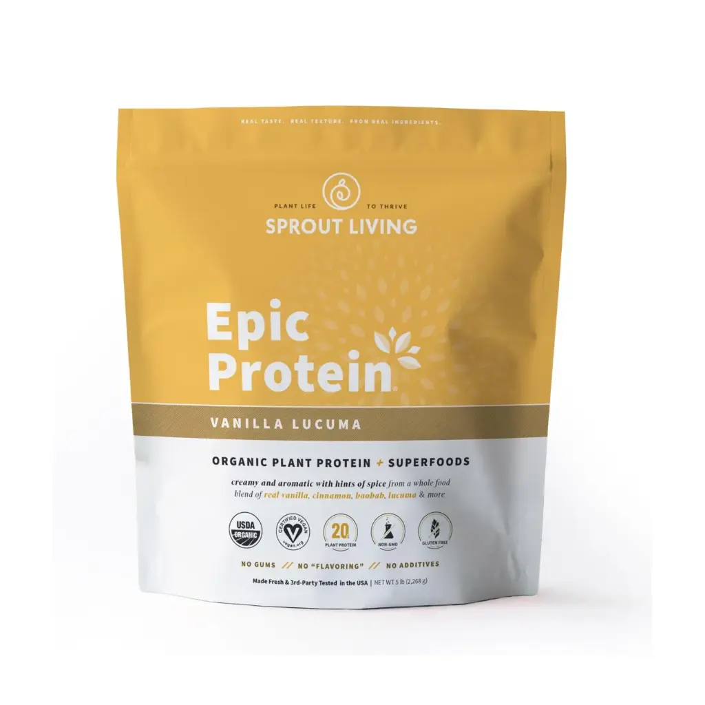 Sprout Living Epic Protein Vanilla Lucuma 5 Libras, Nutrición Deportiva y Apoyo Metabólico
