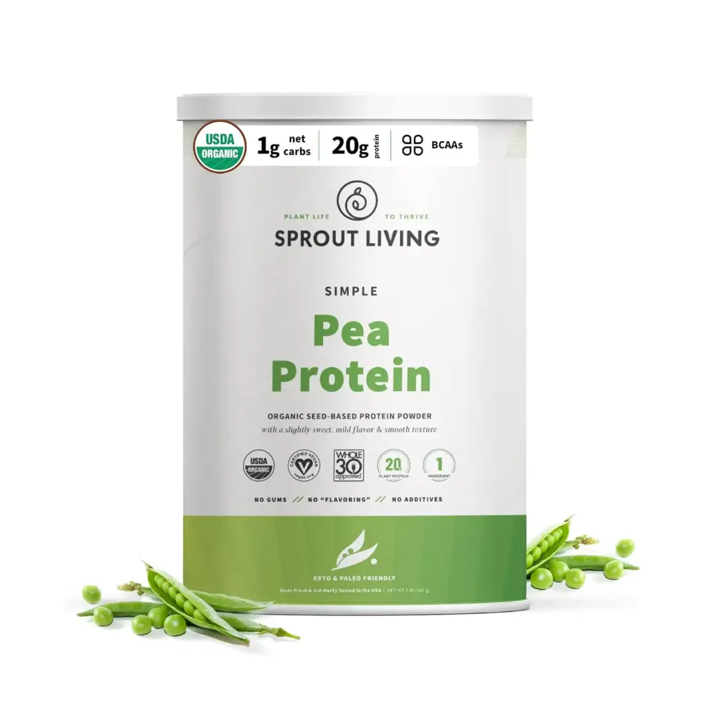 Sprout Living Simple Protein Pea 2 Libras, Pureza Proteica y Perfil Completo de Aminoácidos
