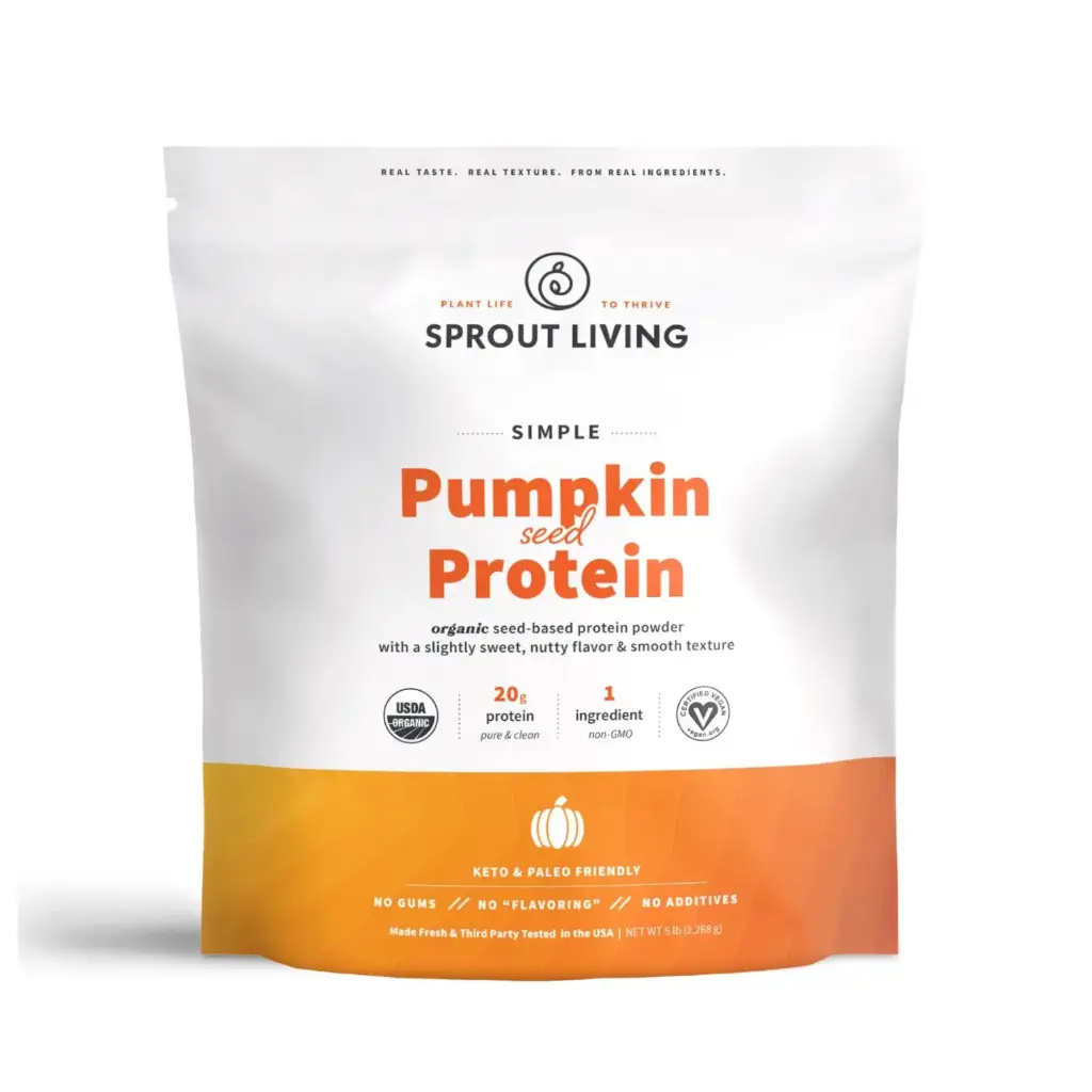 Sprout Living Simple Pumpkin Seed Protein 5 Libras, Proteína Pura de Semilla de Calabaza y Minerales Esenciales