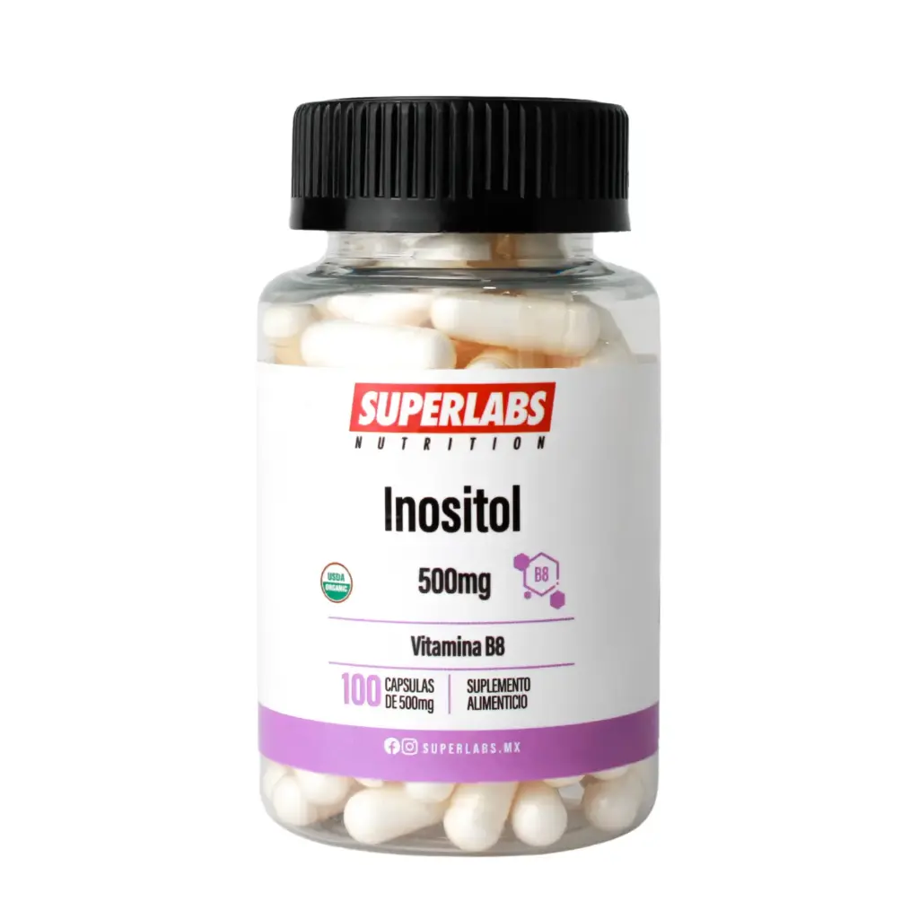 [7503045489333] Superlabs Nutrition Inositol 500 mg - 100 Caps | Vitamina B8 | Equilibrio Hormonal | Fórmula limpia sin aditivos | Suplemento alimenticio