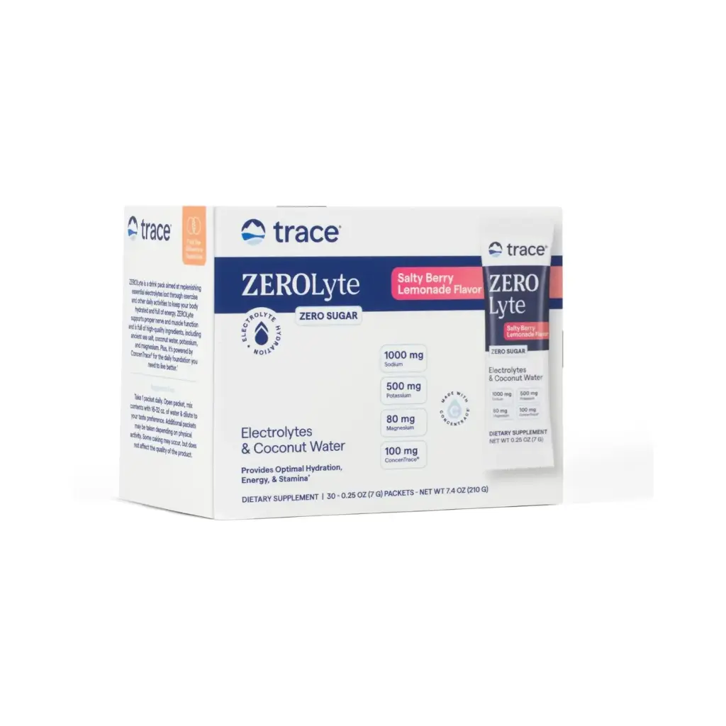 [878941008788] Trace Minerals Zerolyte Mezcla de Bebida en Polvo de Electrolitos Sin Azúcar Hidratación, Inmunidad y Energía Limonada de Bayas