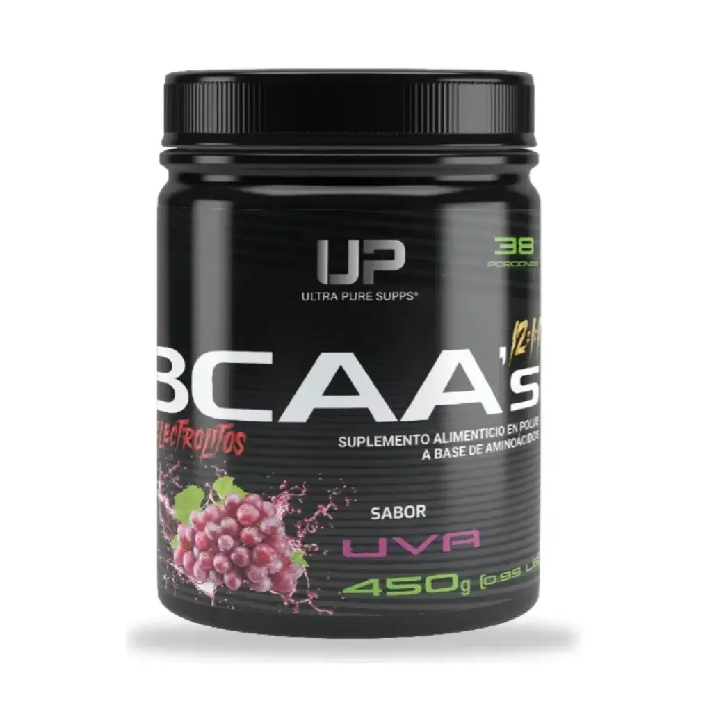 [632726456368] UP BCAA en polvo 450g 37 Servicios Sabor Uva Suplemento de aminoacidos