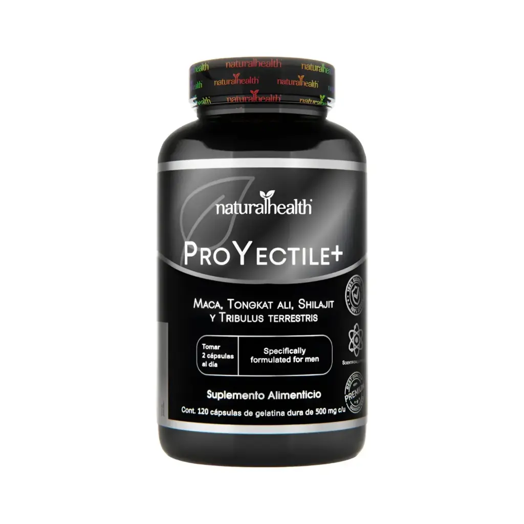 [7501853804263] Natural Health Proyectile+ Maca, Tongkat Ali, Shilajit Y Tribulus Terrestris, 120 Cápsulas